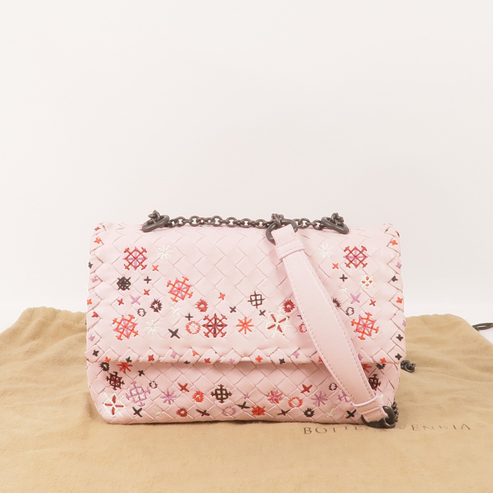 BOTTEGA VENETA 織紋皮革Chain Shoulder鏈帶肩背袋