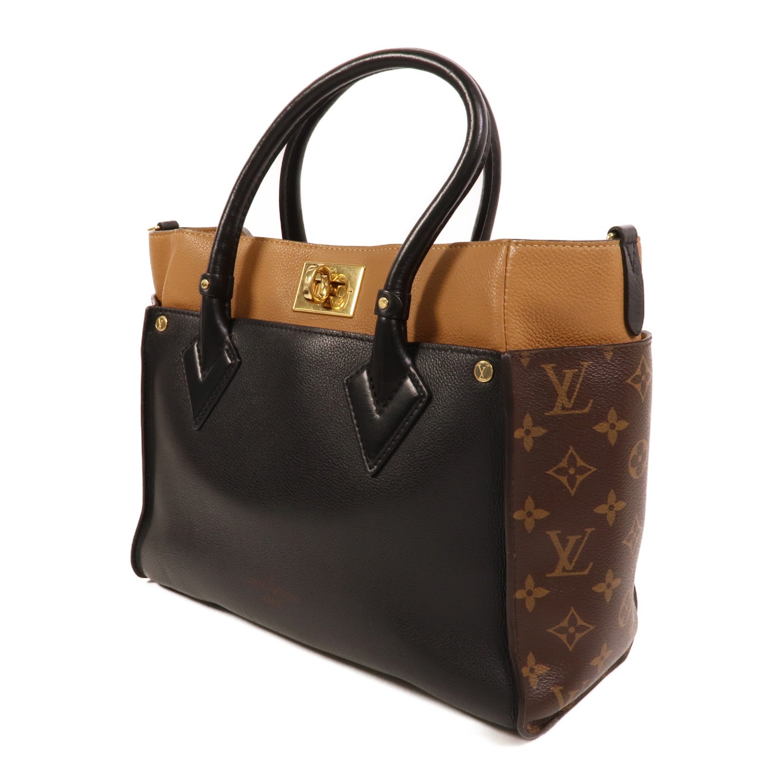 LOUIS VUITTON Monogram/牛皮皮革On My Side MM手挽袋
