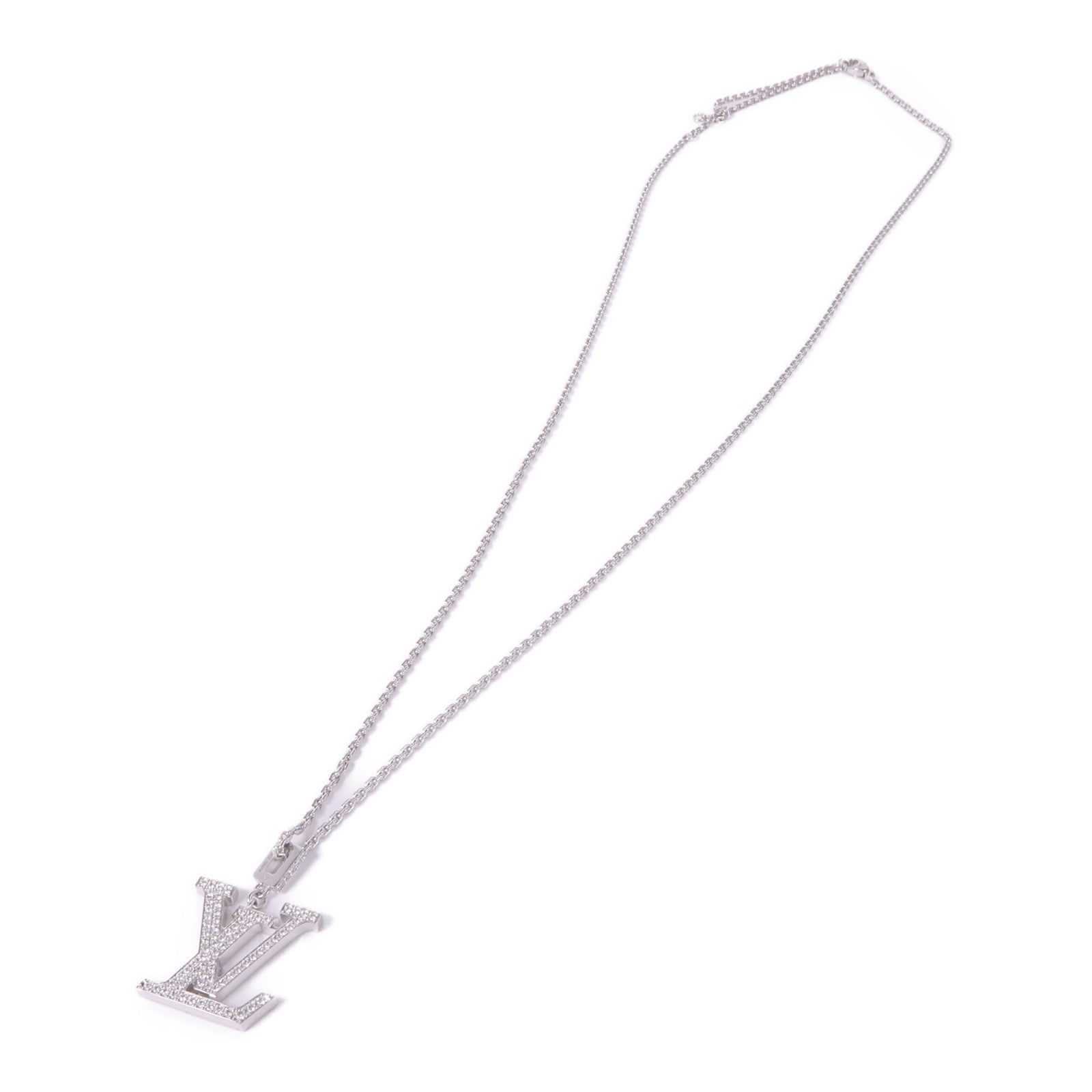 LOUIS VUITTON LV Medium Pendant Diamond Necklace Q93670 18K White Gold