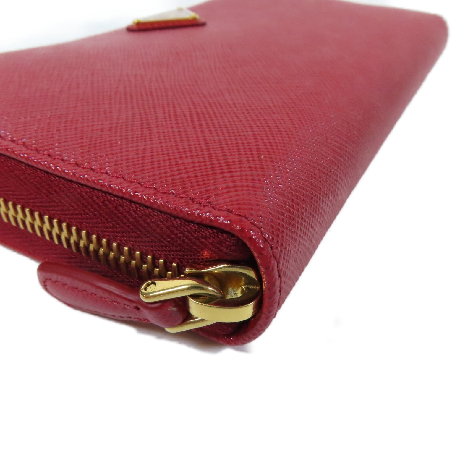 PRADA 牛皮皮革Long wallet金扣長錢包紅色