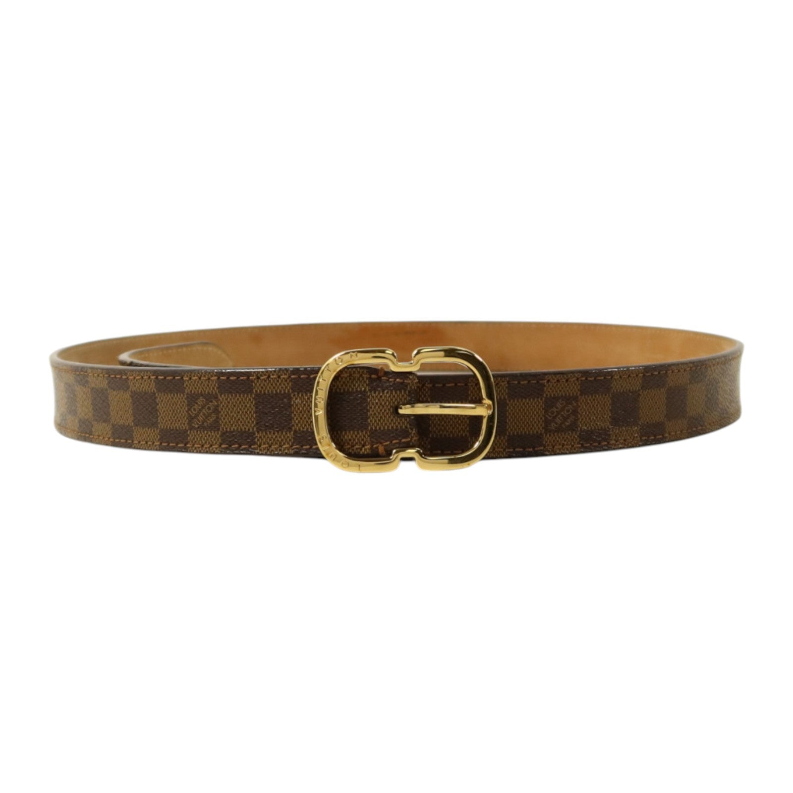 LOUIS VUITTON Damier Ebene Santur Mini Belt金扣腰帶