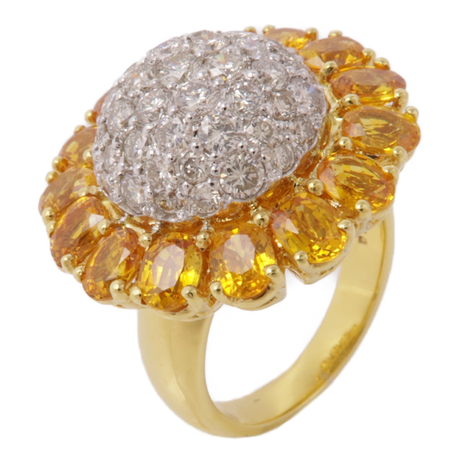 JEWELRY 18K黃金Yellow Sapphire/Diamond Ring黃色藍寶石/鑽石戒指US#6.25