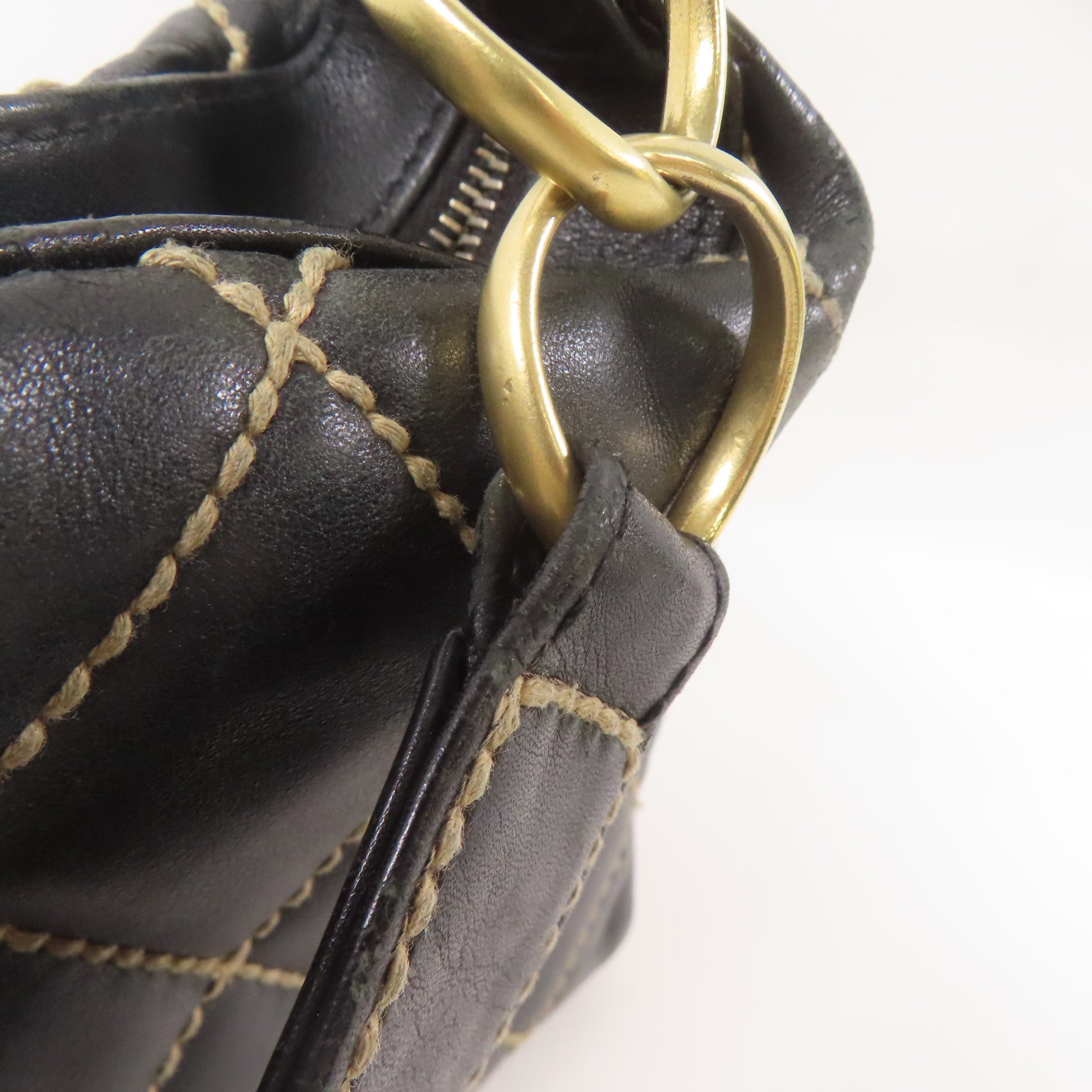 CHANEL CC GHW Wild Stich Vintage HandBag Calfskin Leather Black