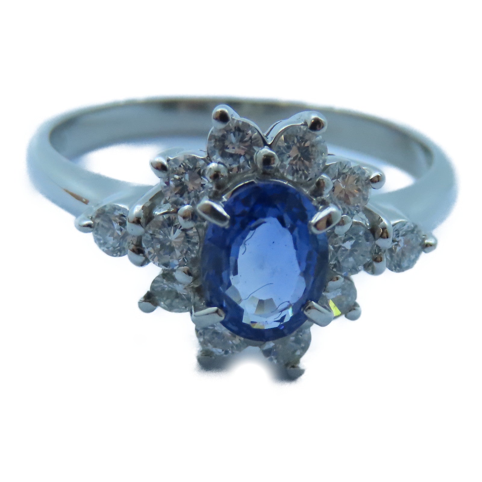 JEWELRY PT850白金Sapphire/Diamond Ring 1.16ct藍寶石/0.62ct鑽石戒指US#9.25
