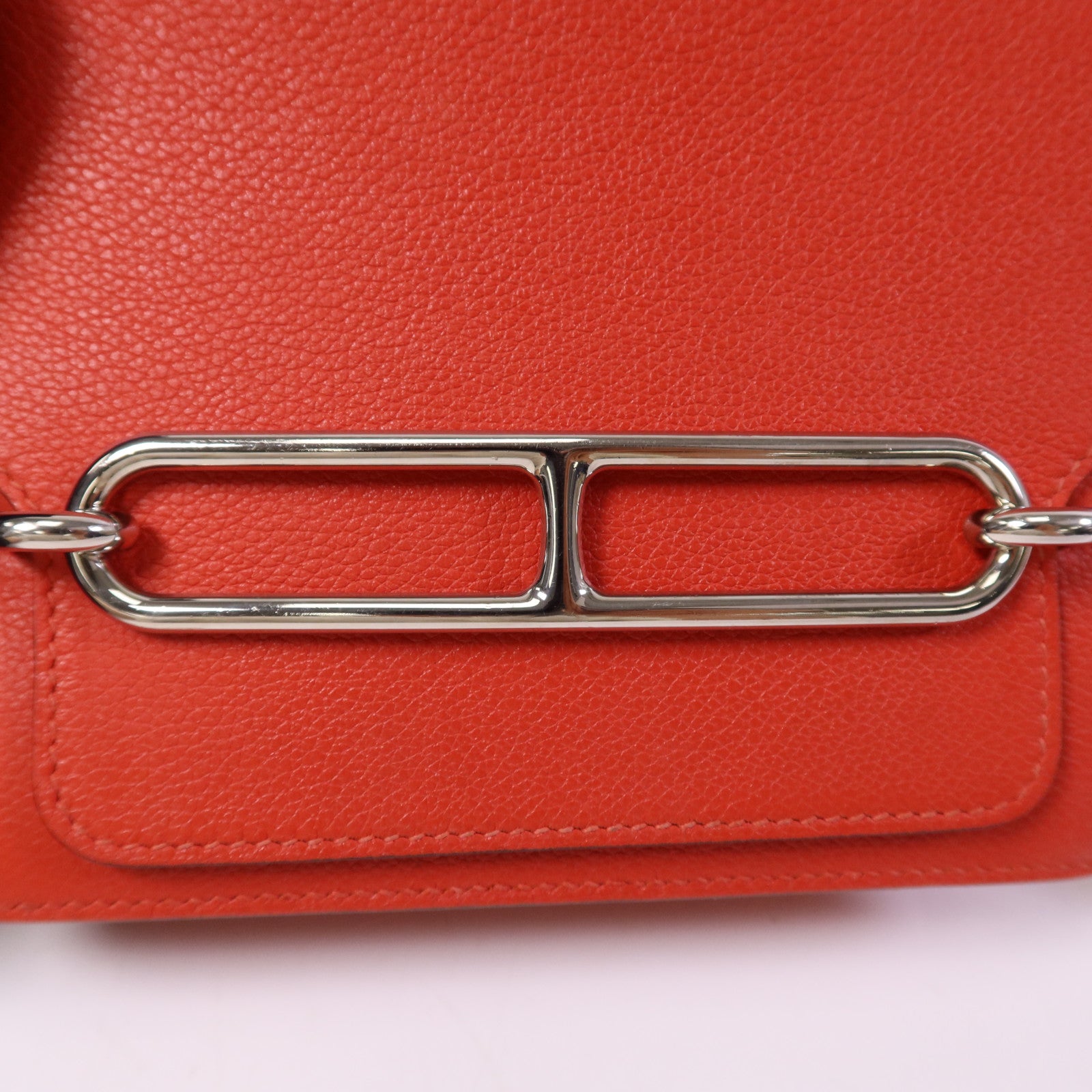 HERMES Evercolour皮革Roulis Mini銀扣肩背袋Rouge Tomate
