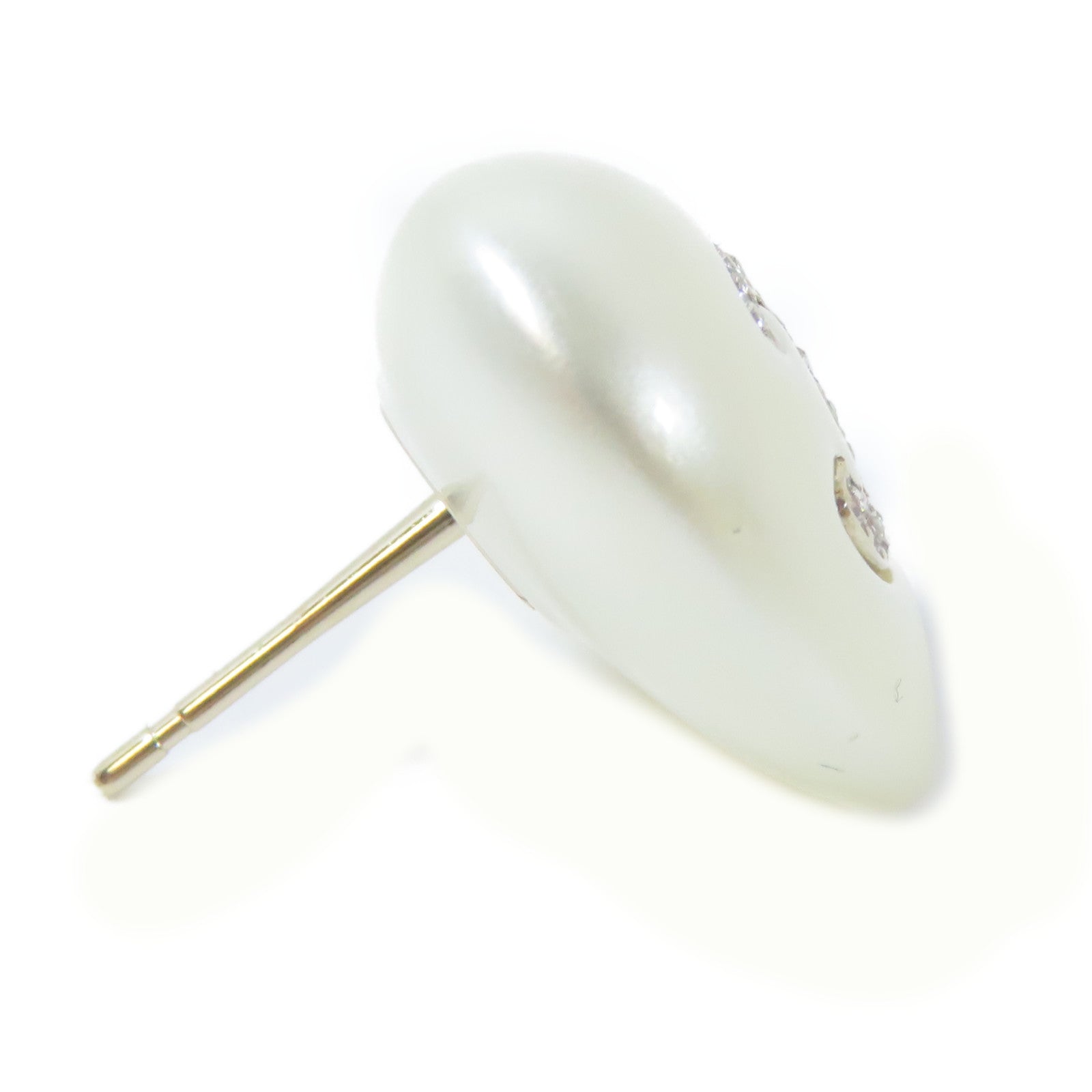 CHANEL PVC/水晶Pierced Earrings耳環白色/金色