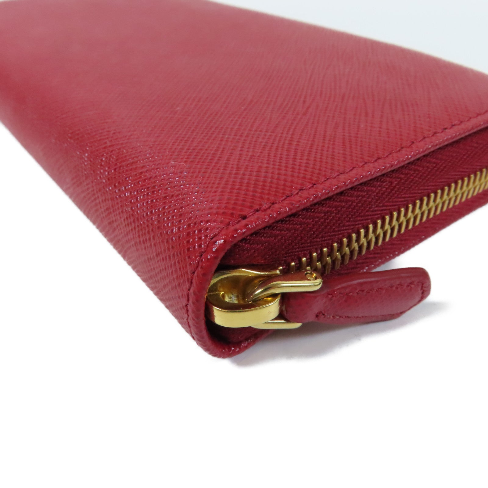 PRADA 牛皮皮革Long wallet金扣長錢包紅色