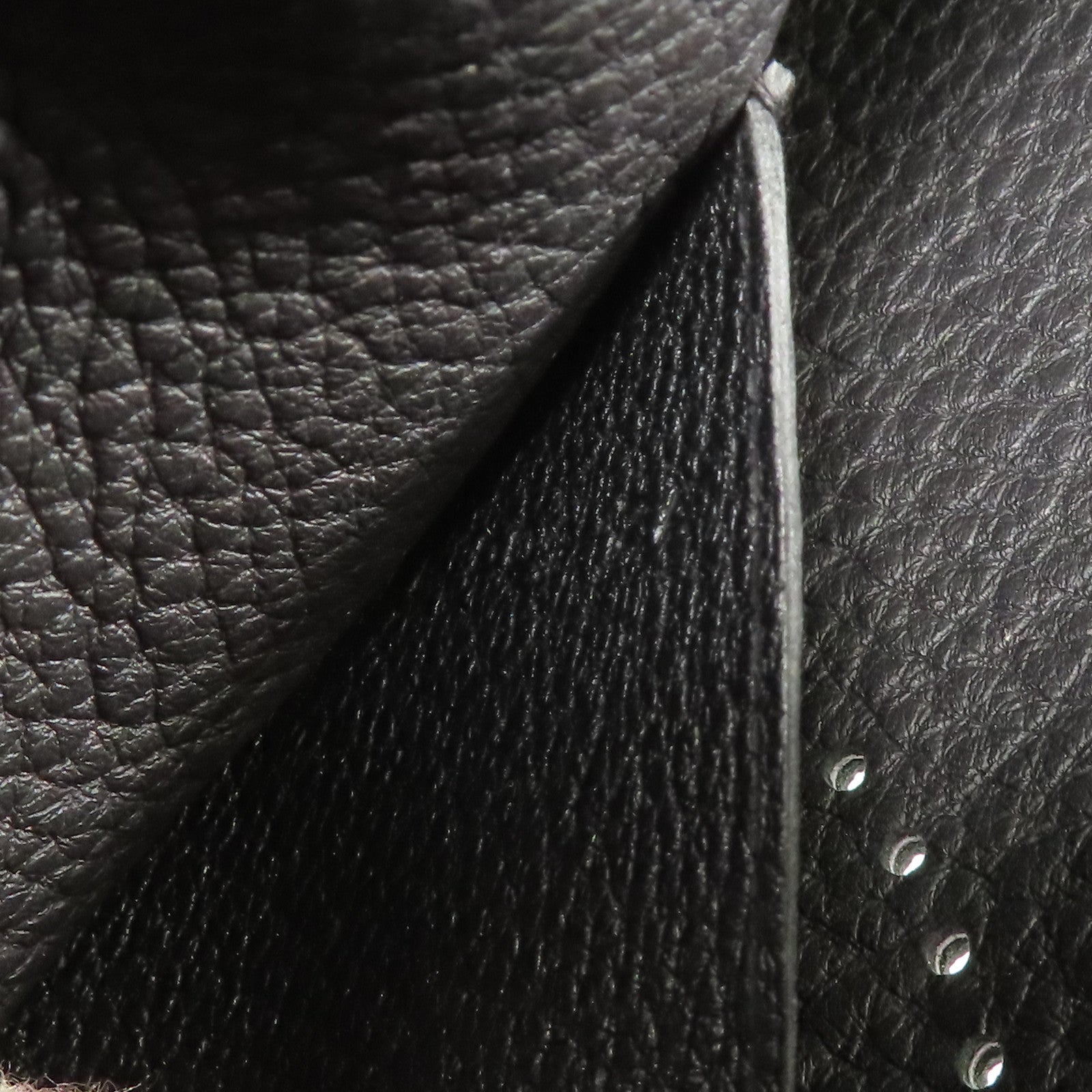HERMES Togo皮革Videpoches銀扣肩背袋Noir