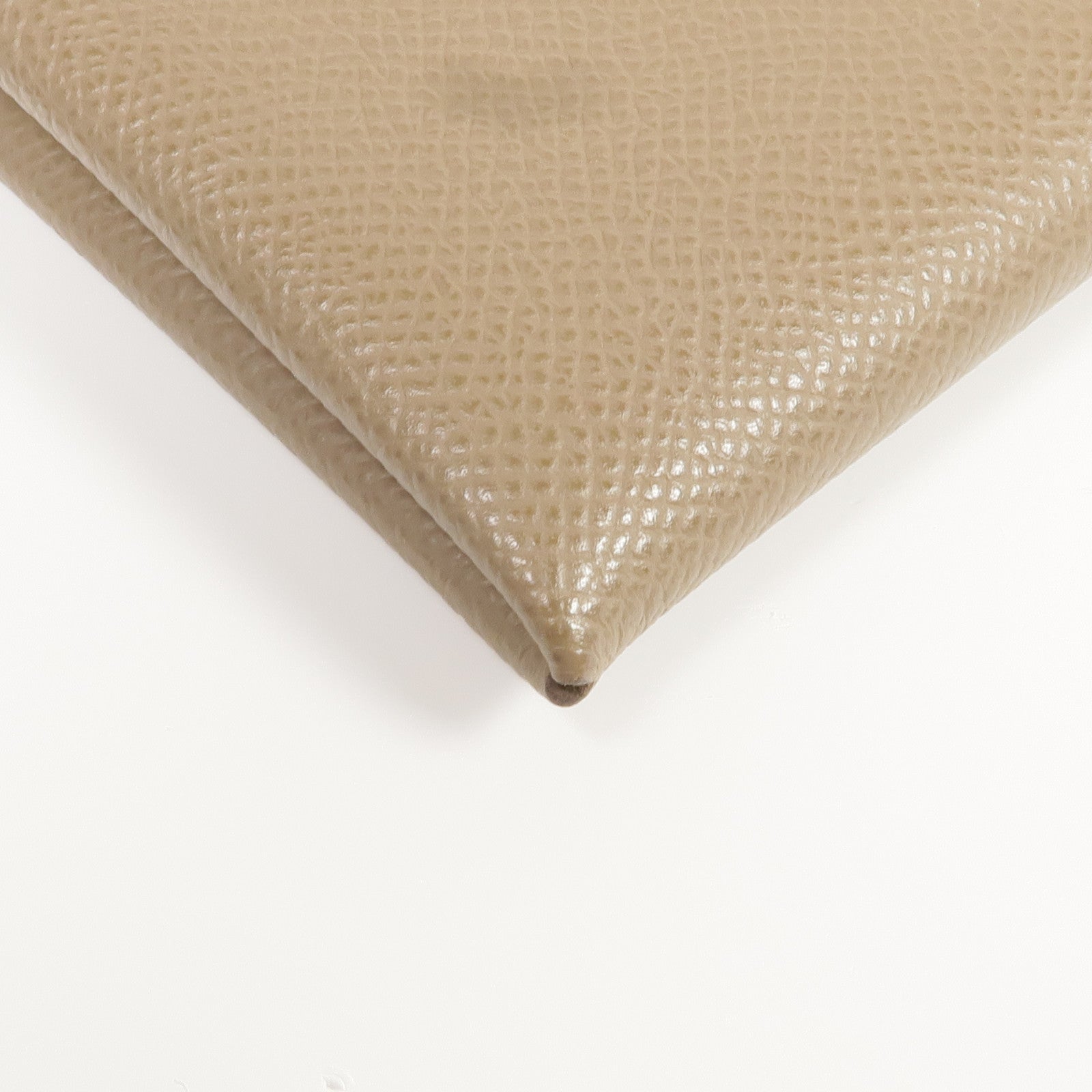 HERMES Epsom皮革Calvi Card Holder銀扣卡片套Etoupe