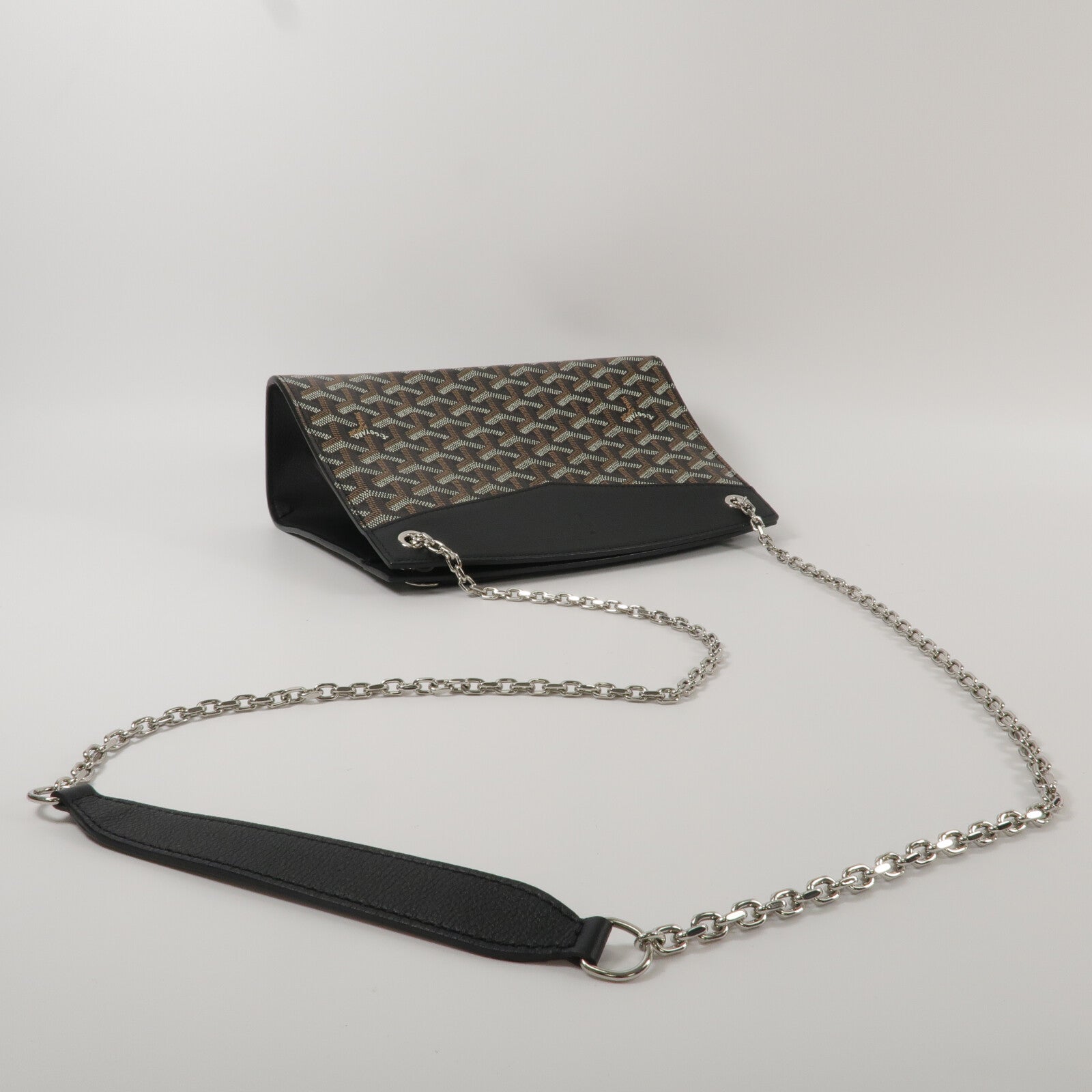 GOYARD 牛皮皮革/塗層帆布Rouette Structure PM鏈帶肩背袋