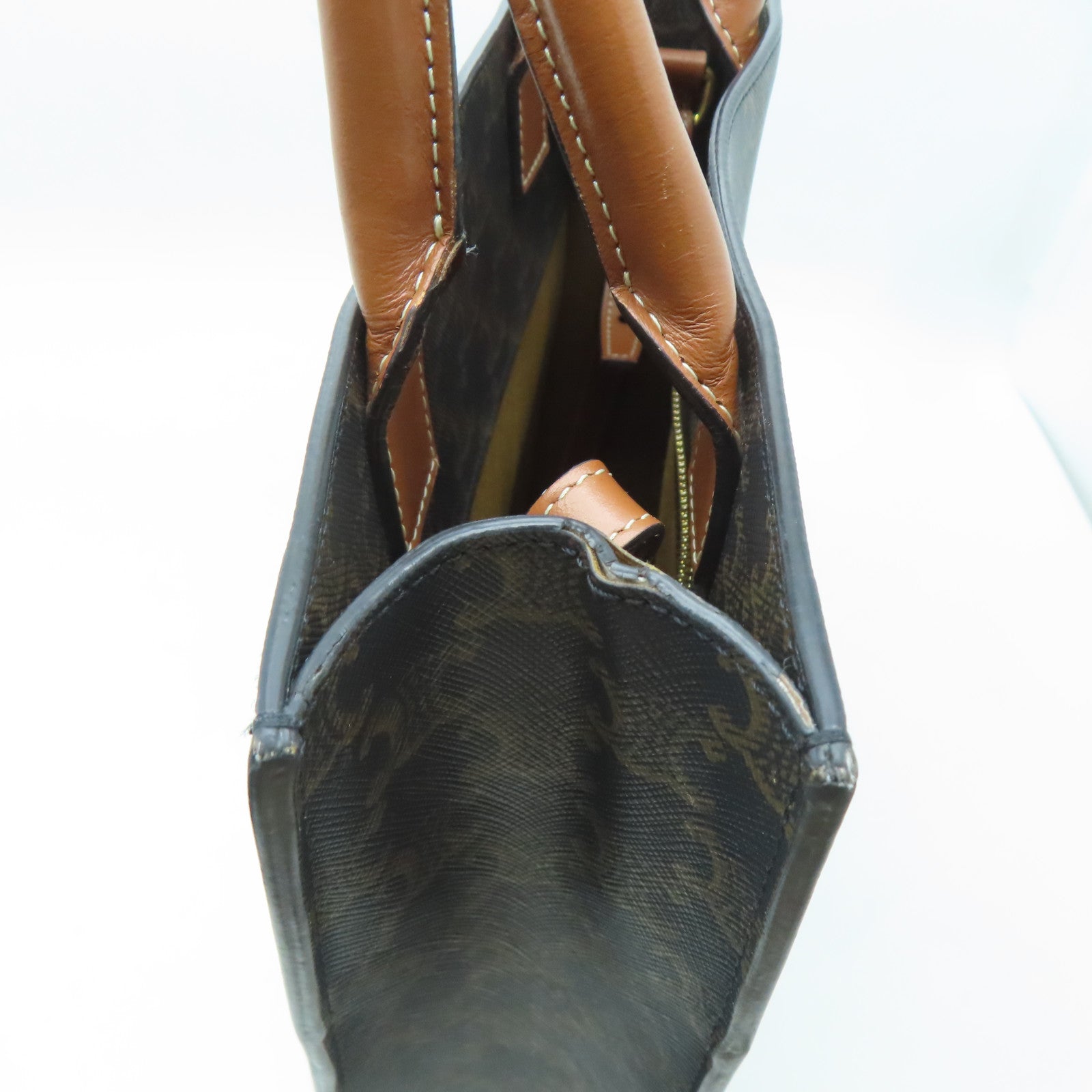 CELINE 塗層帆布Small Triomphe Cabas金扣手挽肩背兩用袋啡色