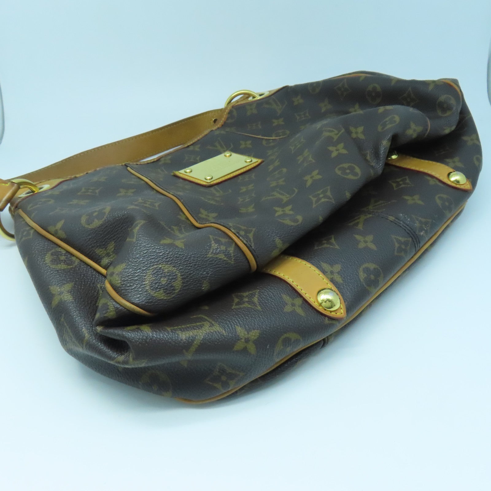 LOUIS VUITTON Monogram Galliera PM Gold Buckle Shoulder Bag Brown