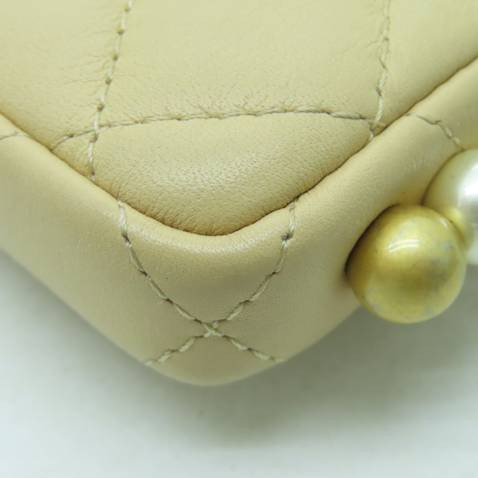 CHANEL Diamond Sheepskin Leather Chain Shoulder Gold Buckle Chain Belt Shoulder Bag Beige