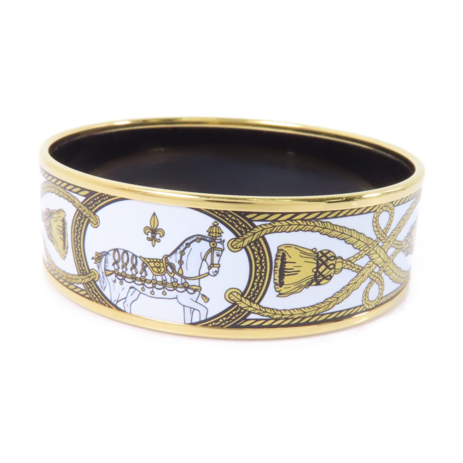 HERMES 金屬Bangle手鐲金色/黑色/白色