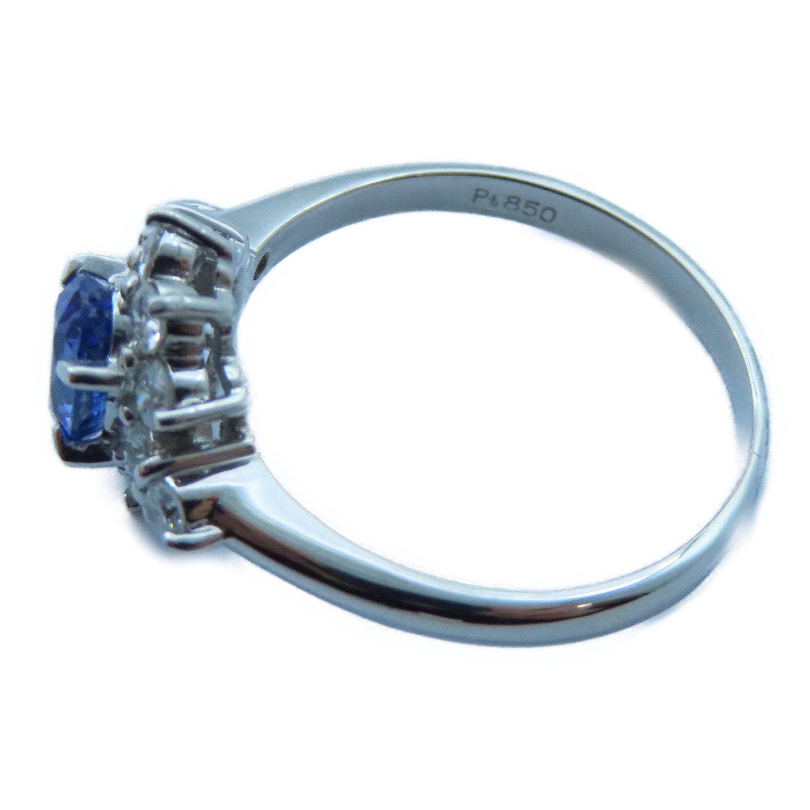 JEWELRY PT850白金Sapphire/Diamond Ring 1.16ct藍寶石/0.62ct鑽石戒指US#9.25