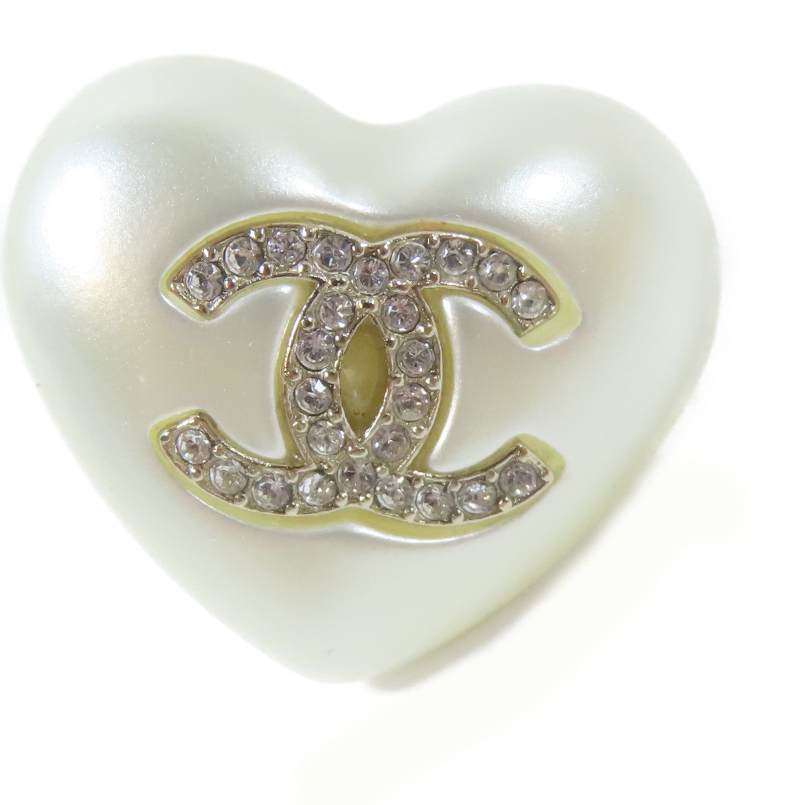 CHANEL PVC/水晶Pierced Earrings耳環白色/金色