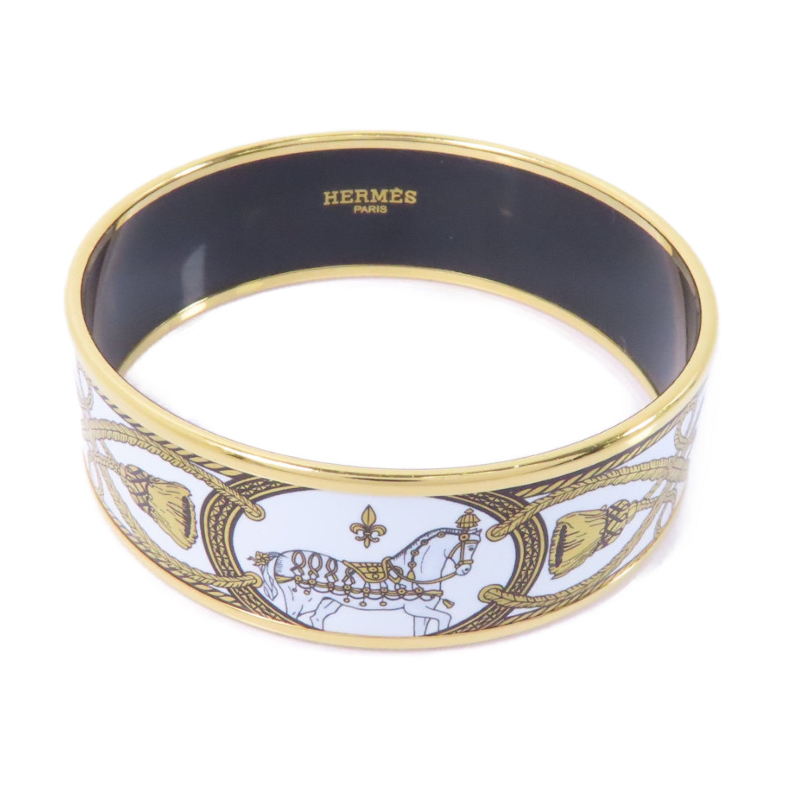 HERMES 金屬Bangle手鐲金色/黑色/白色
