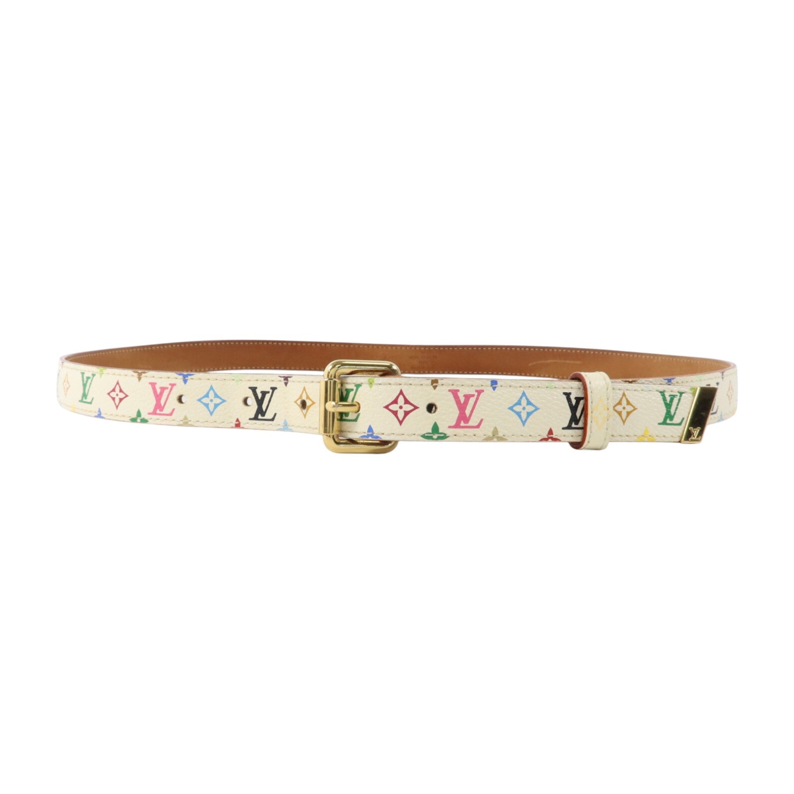 LOUIS VUITTON Monogram Multicolore Belt 90cm金扣腰帶