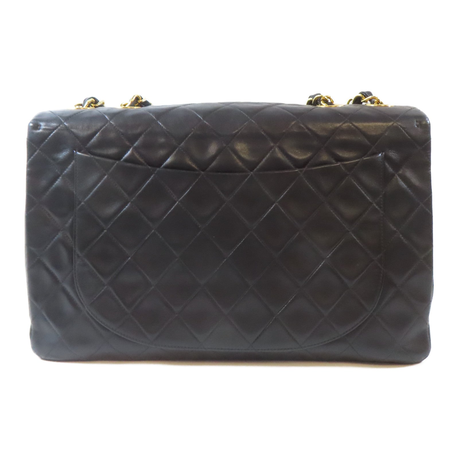 CHANEL 菱格羊皮皮革Chain Shoulder金扣鏈帶肩背袋黑色