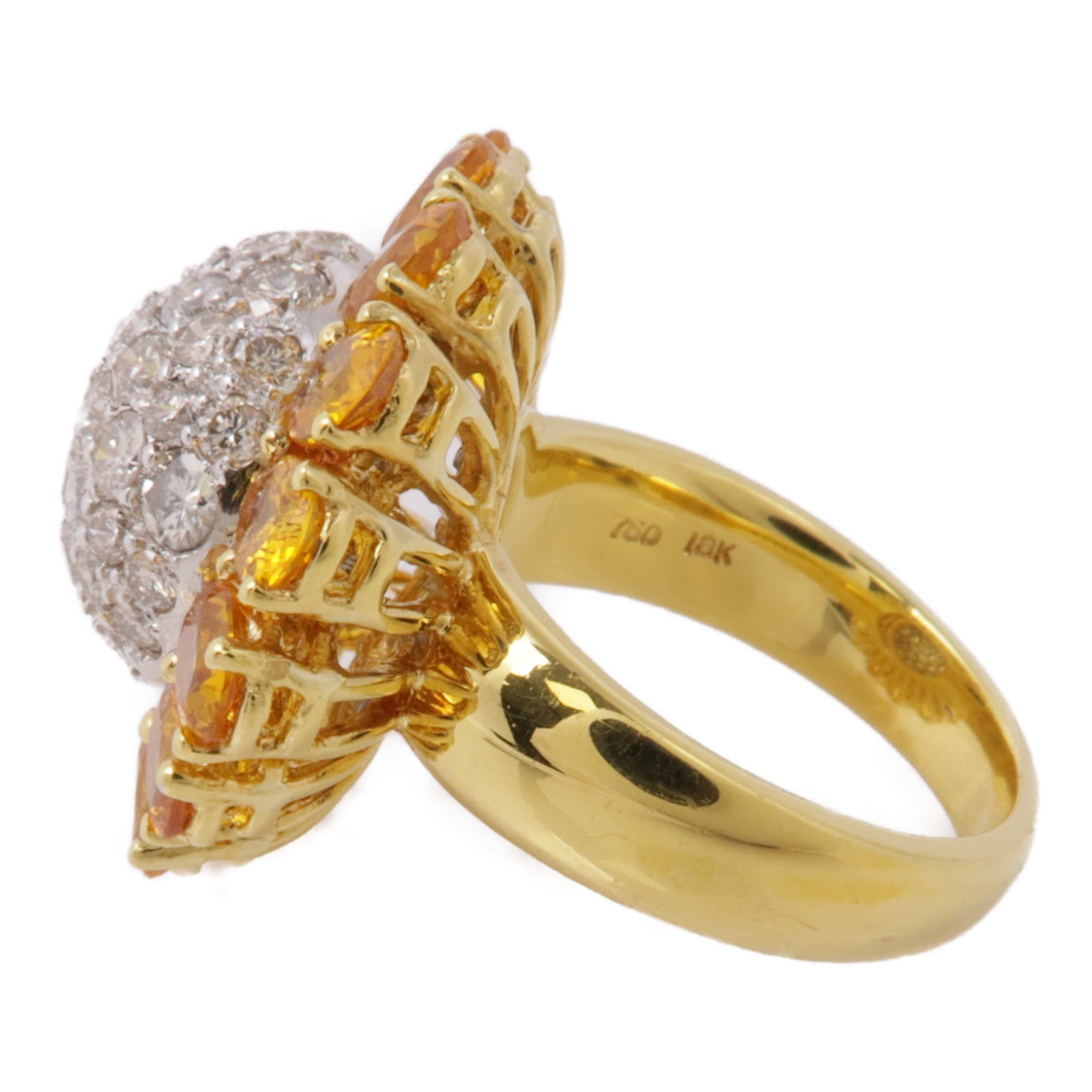 JEWELRY 18K黃金Yellow Sapphire/Diamond Ring黃色藍寶石/鑽石戒指US#6.25