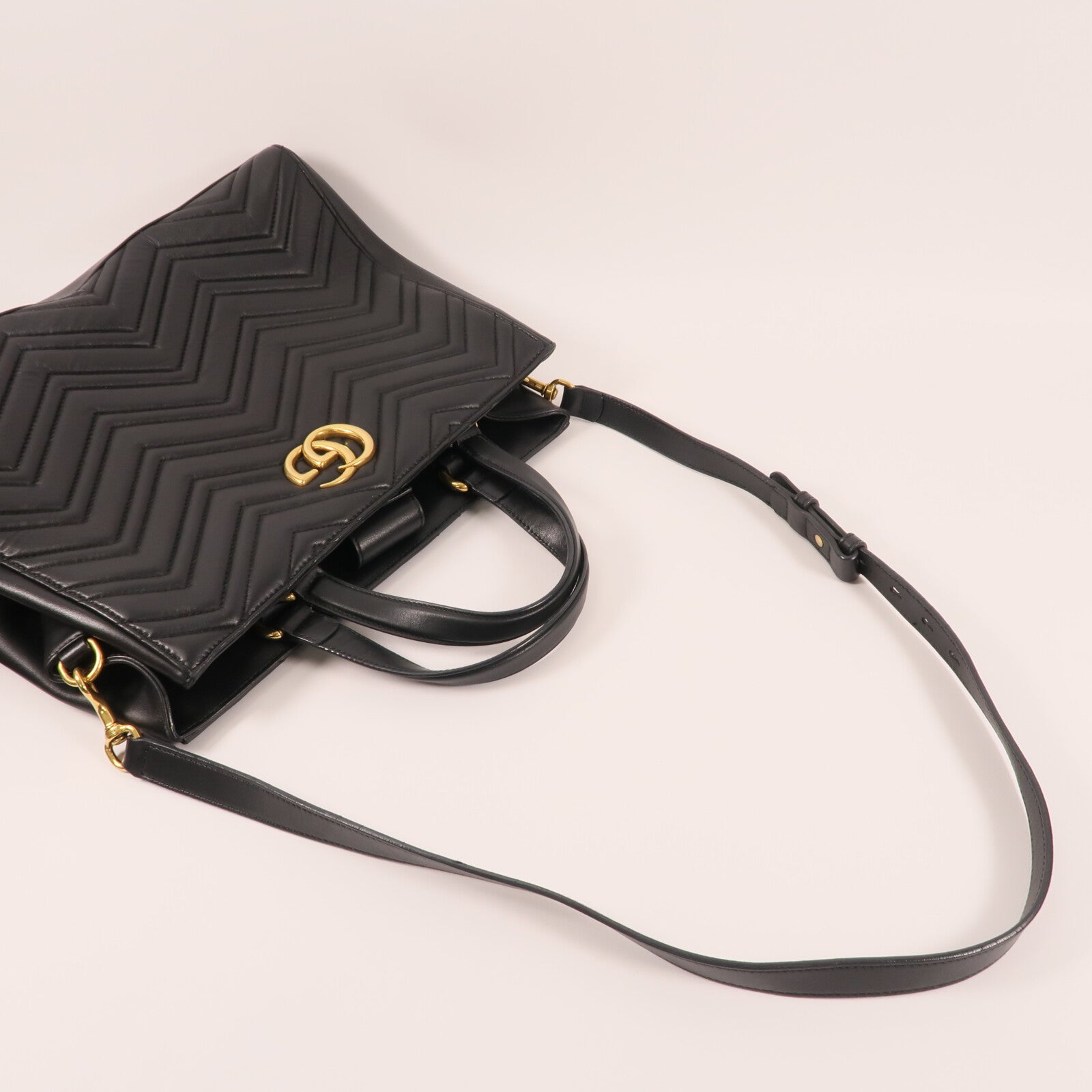 GUCCI 牛皮皮革GG Marmont Top Handle金扣手挽肩背兩用袋