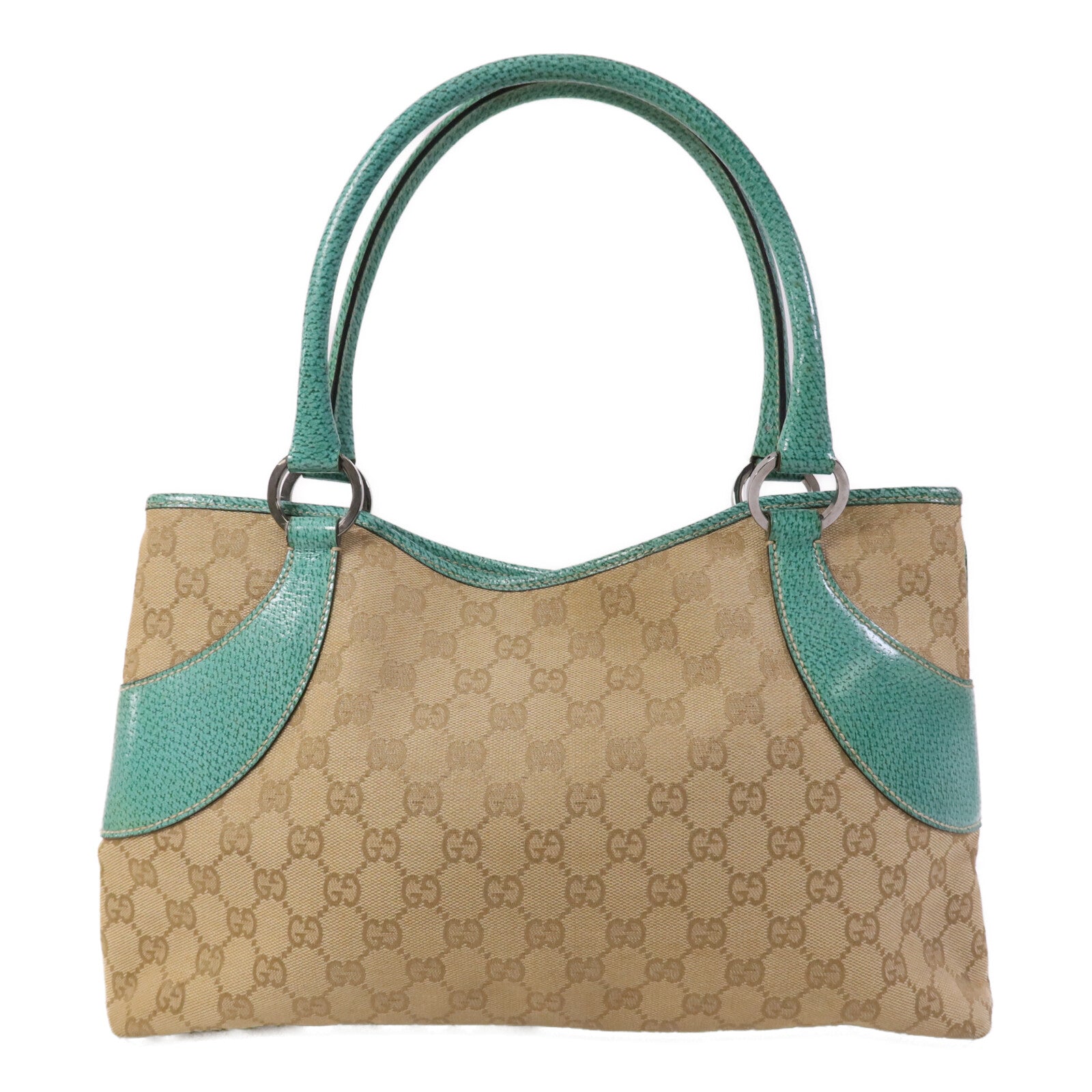 GUCCI 帆布Shoulder Bag銀扣手挽袋
