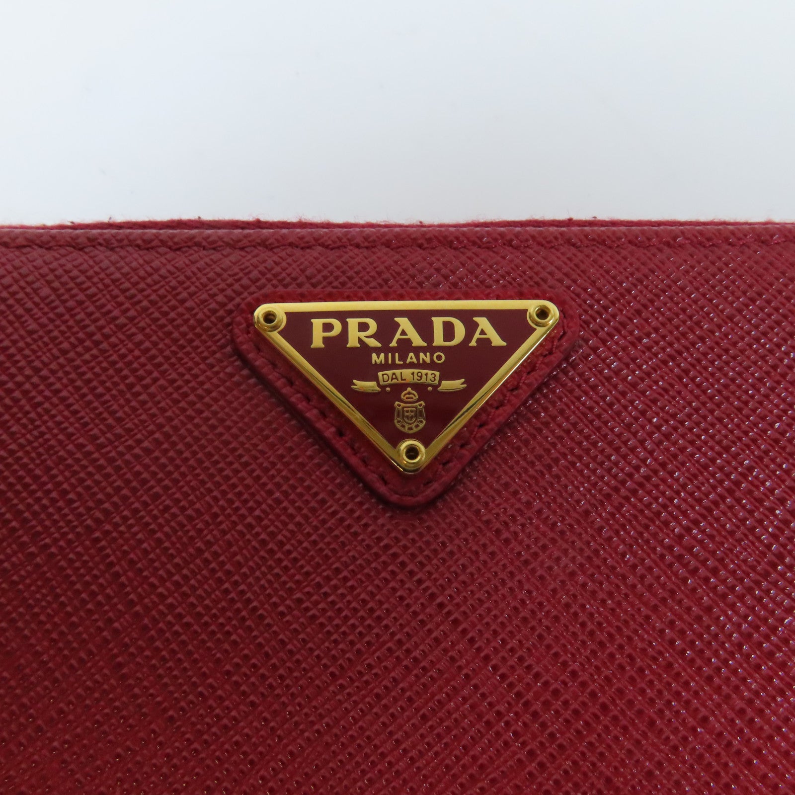 PRADA 牛皮皮革Long wallet金扣長錢包紅色