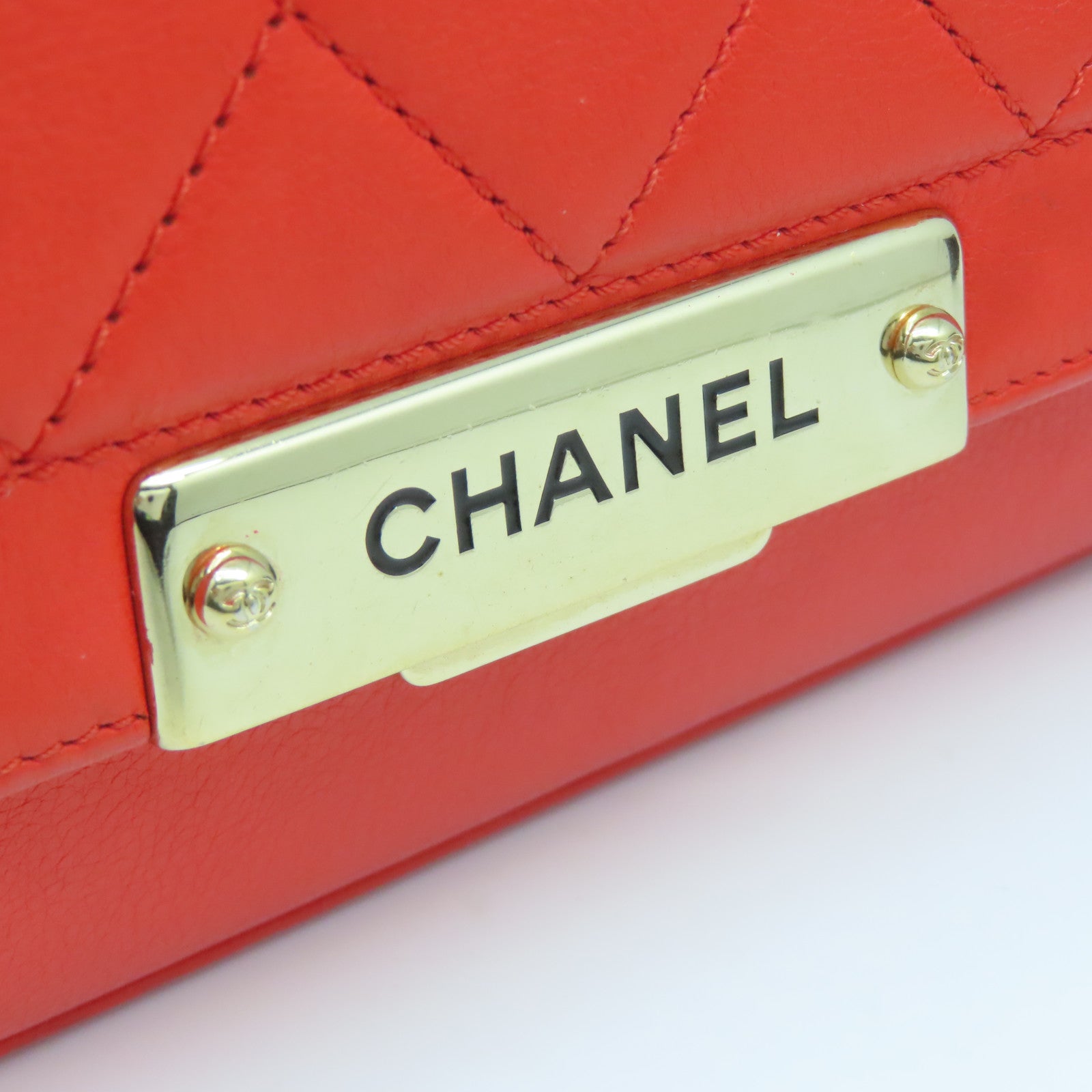 CHANEL **【清倉大減價】菱格牛皮皮革2way Shoulder Bag金扣手挽肩背兩用袋紅色