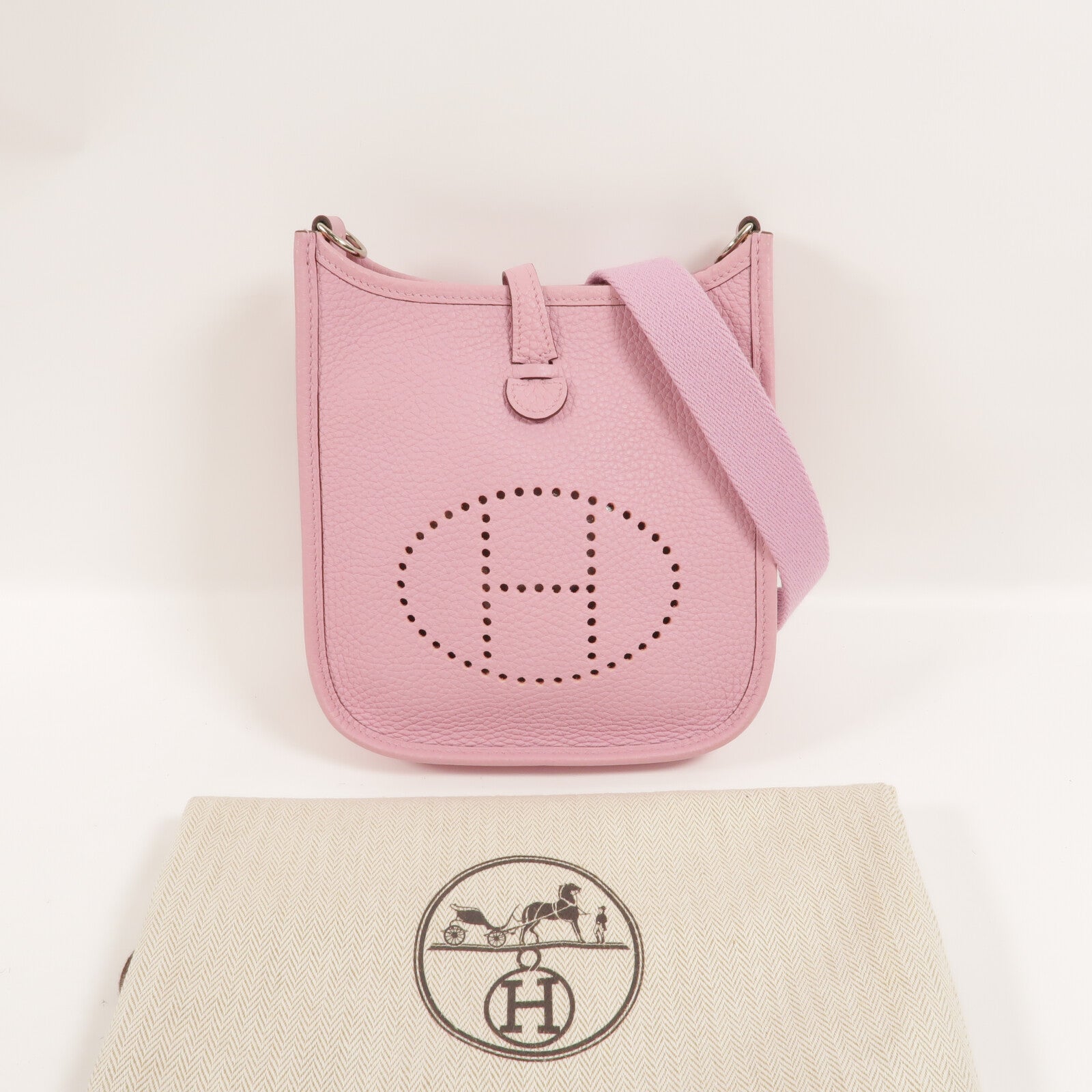 HERMES Clemence皮革Evelyne TPM肩背袋Mauve Sylvestre