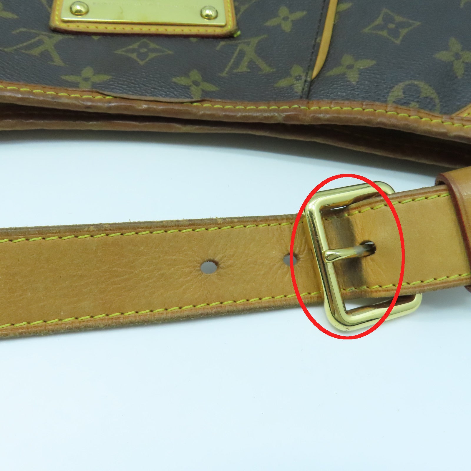 LOUIS VUITTON Monogram Galliera PM Gold Buckle Shoulder Bag Brown