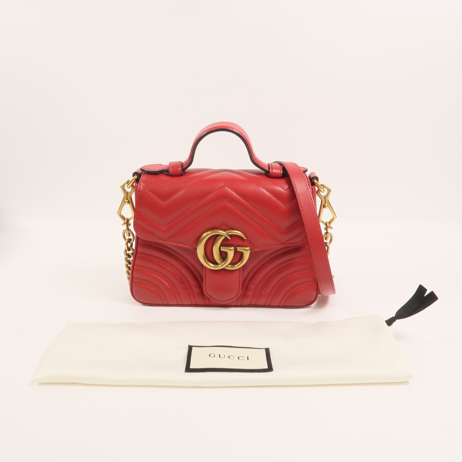 GUCCI 牛皮皮革GG Marmont手挽肩背兩用袋
