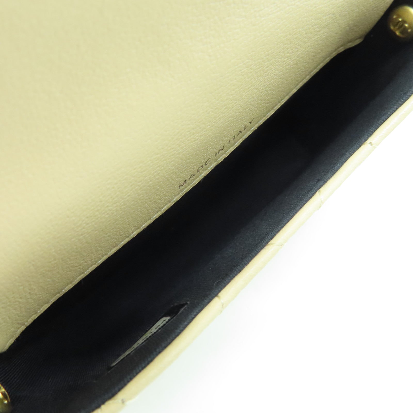 CHANEL Diamond Sheepskin Leather Chain Shoulder Gold Buckle Chain Belt Shoulder Bag Beige