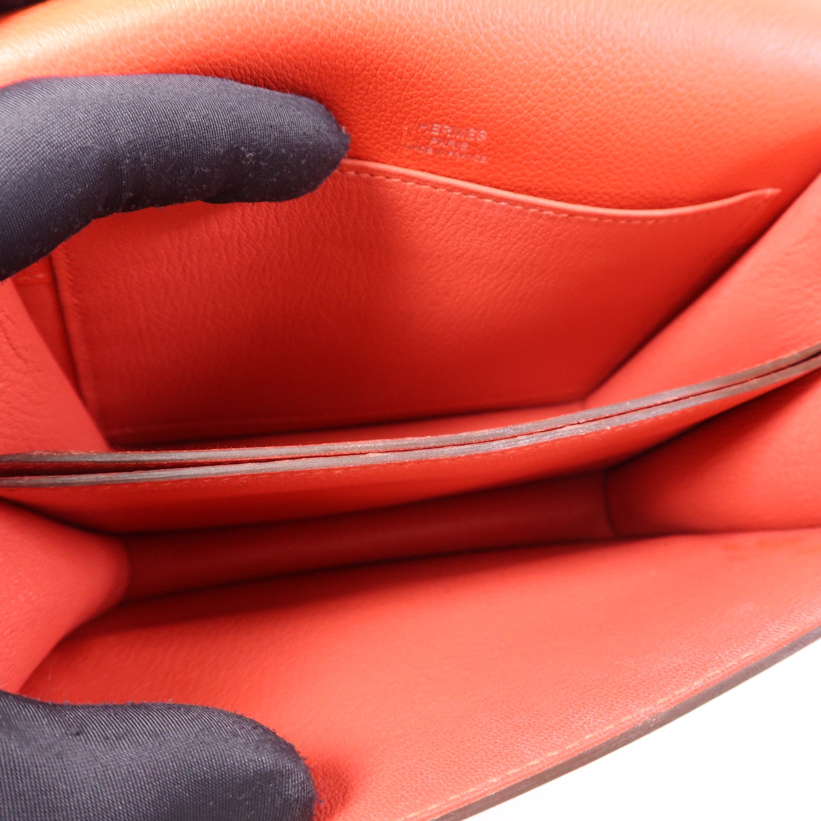 HERMES Evercolour皮革Roulis Mini銀扣肩背袋Rouge Tomate