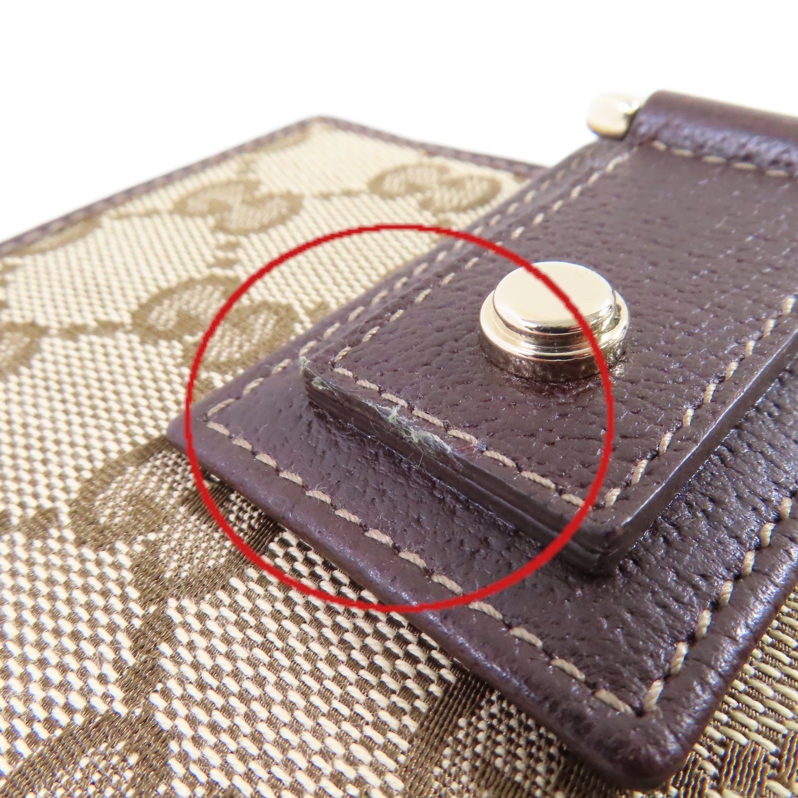 GUCCI GG帆布Abbey D-Ring Wallet金扣短錢包啡色