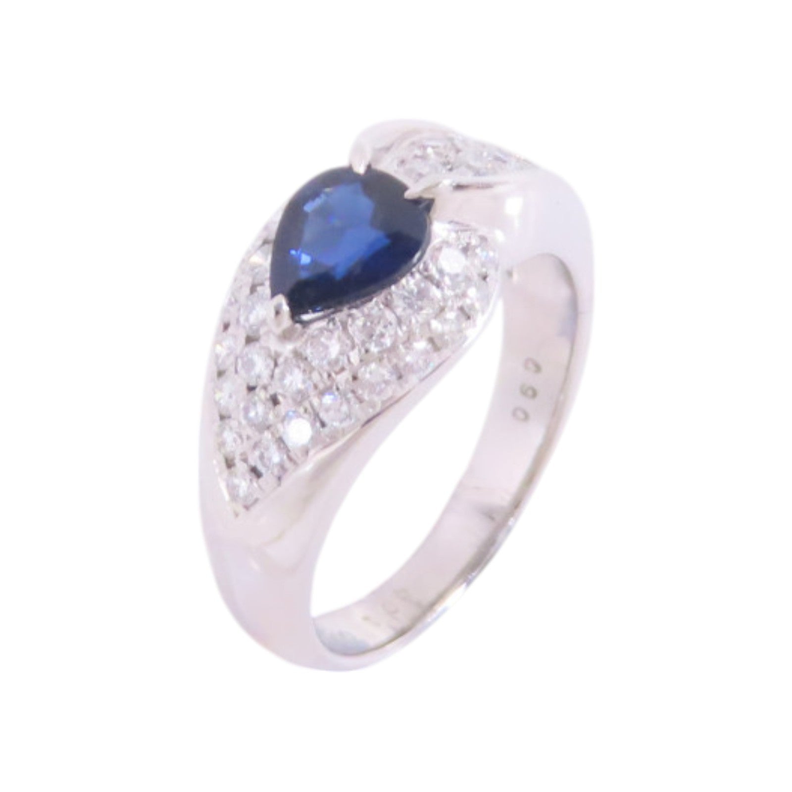 JEWELRY 【激減優惠】PT900鉑金/藍寶石/鑽石Sapphire Diamond Ring戒指US#6