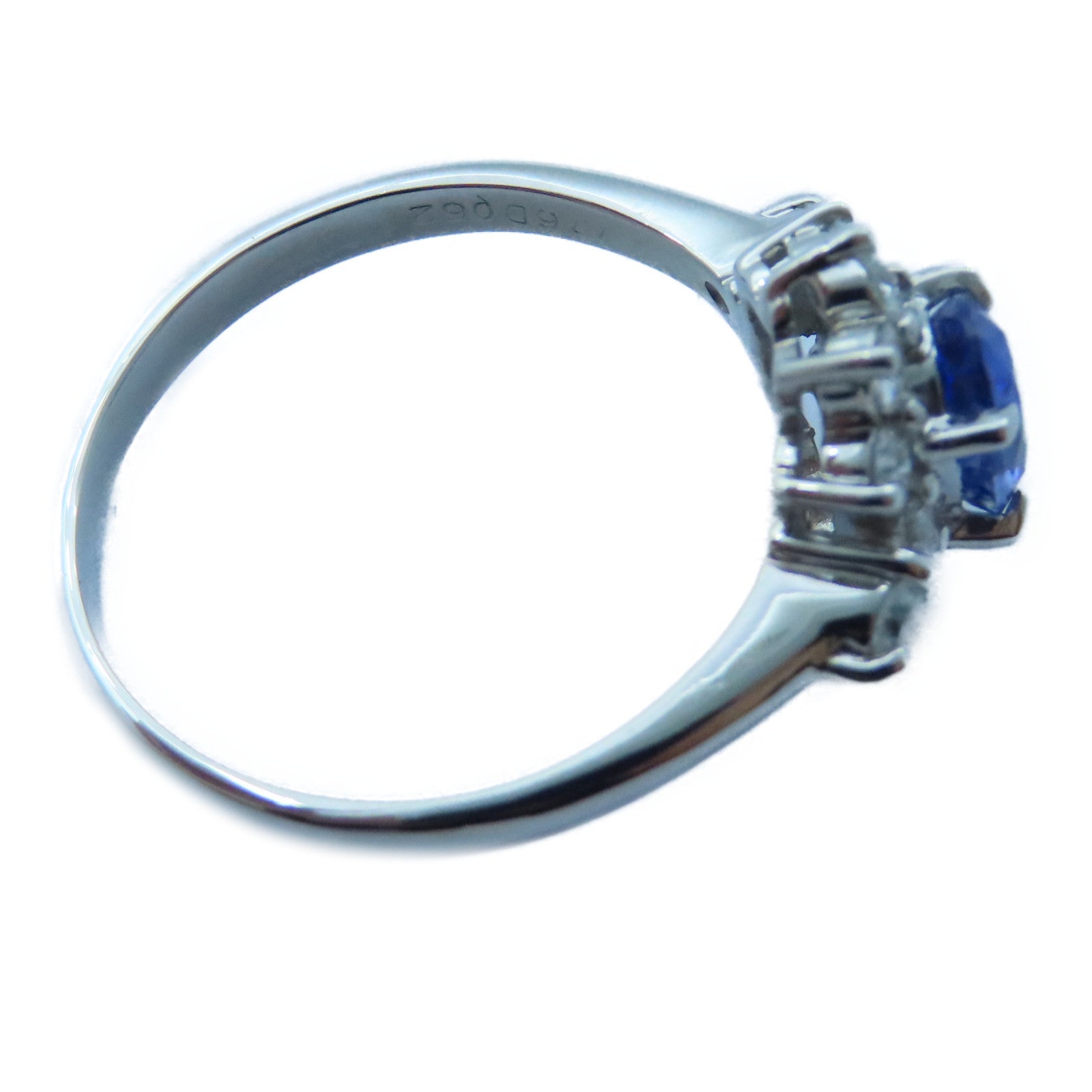 JEWELRY PT850白金Sapphire/Diamond Ring 1.16ct藍寶石/0.62ct鑽石戒指US#9.25