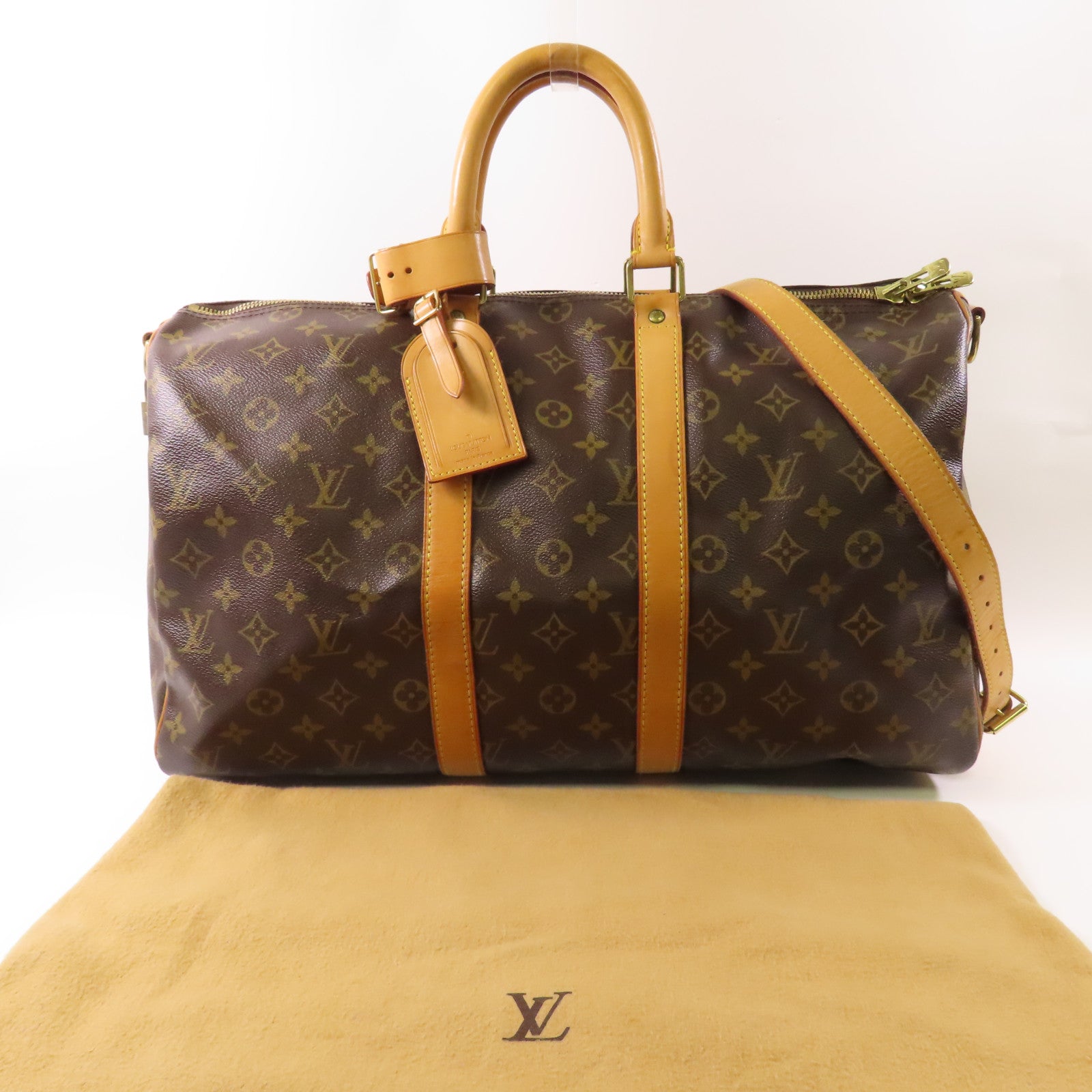 LOUIS VUITTON Monogram Keepall Bandouliere 45金扣手挽肩背兩用袋