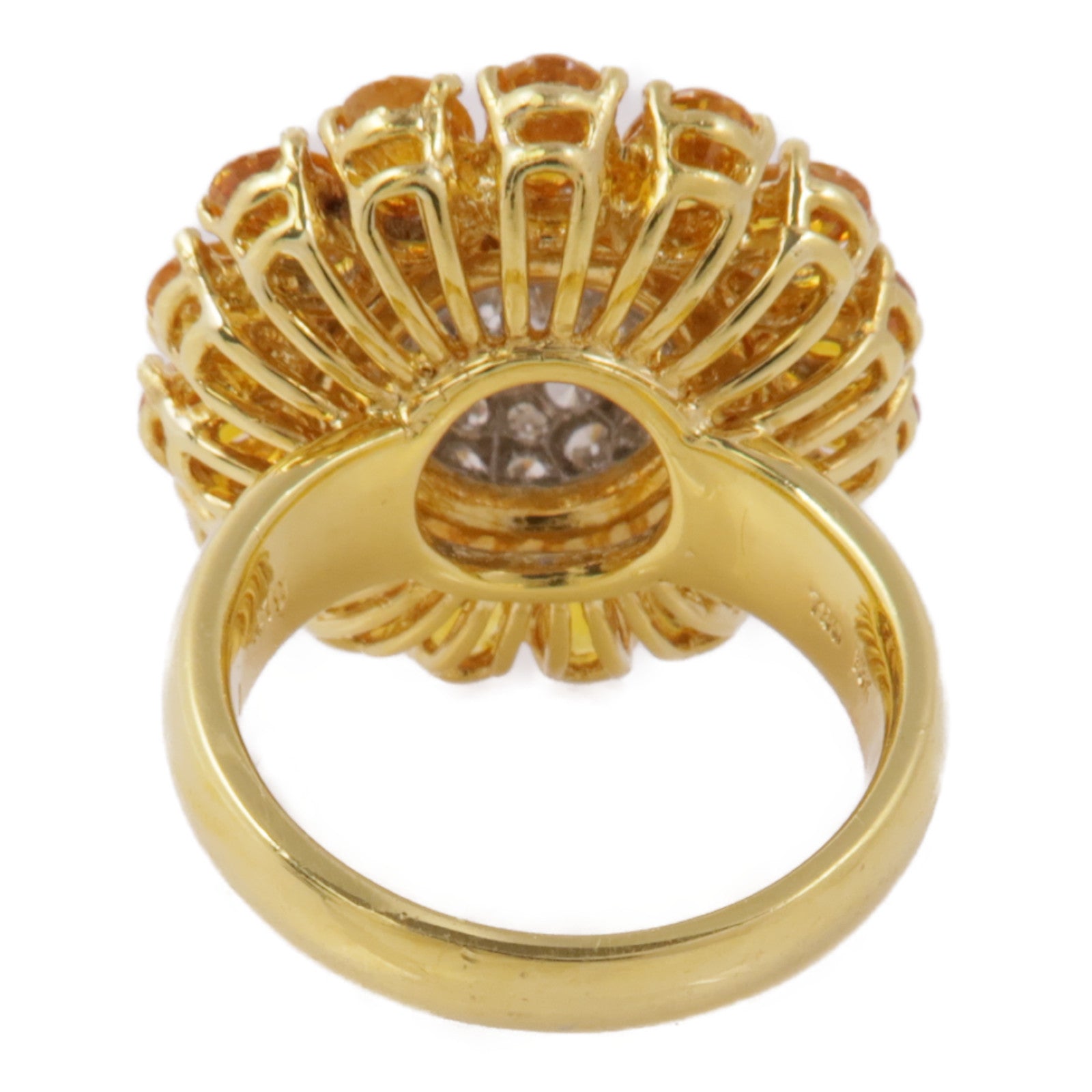 JEWELRY 18K黃金Yellow Sapphire/Diamond Ring黃色藍寶石/鑽石戒指US#6.25