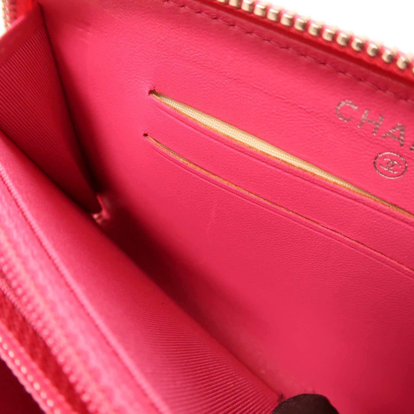 CHANEL 羊皮皮革Round Wallet銀扣錢包