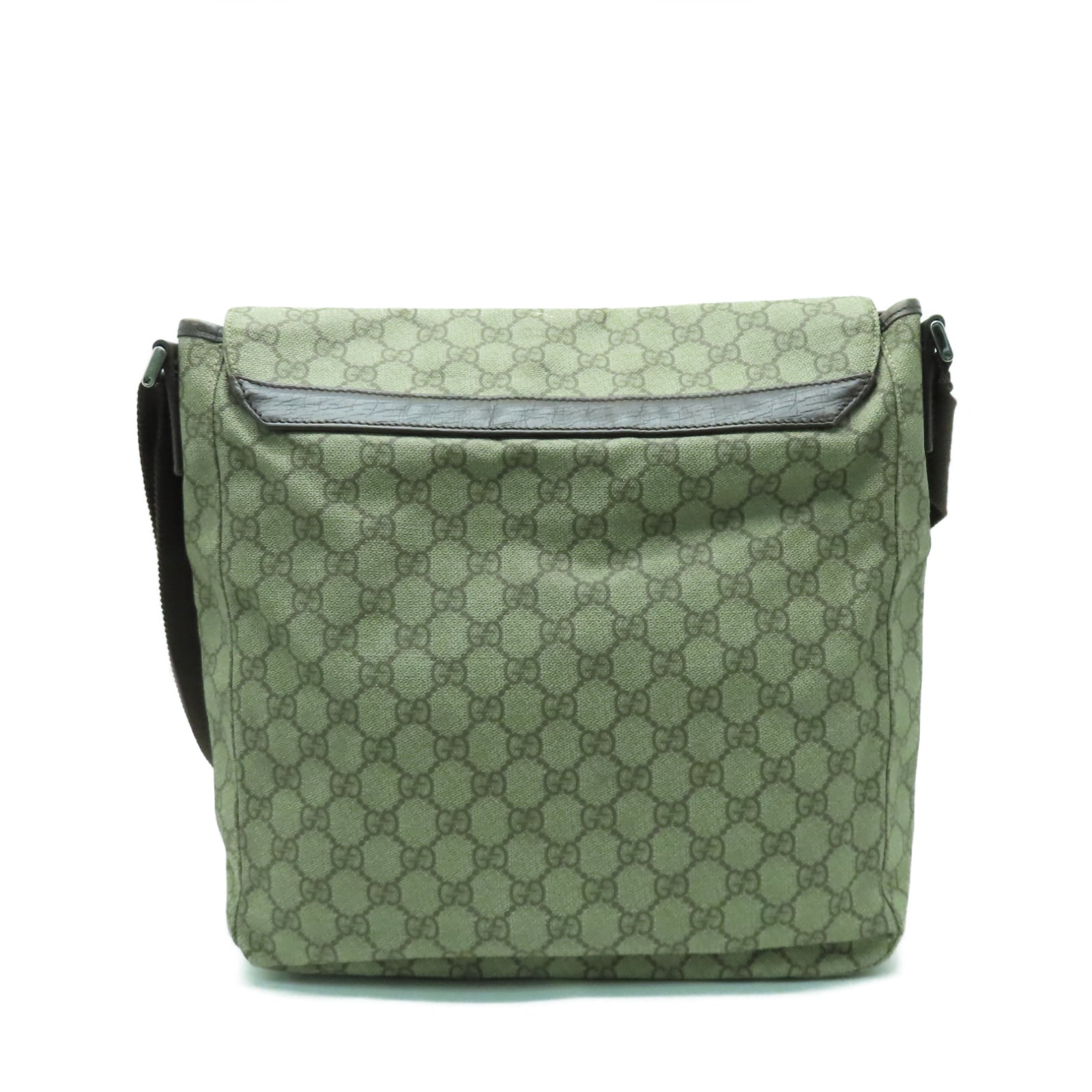 GUCCI 【激減優惠】塗層帆布Shoulder Bag銀扣肩背袋啡色