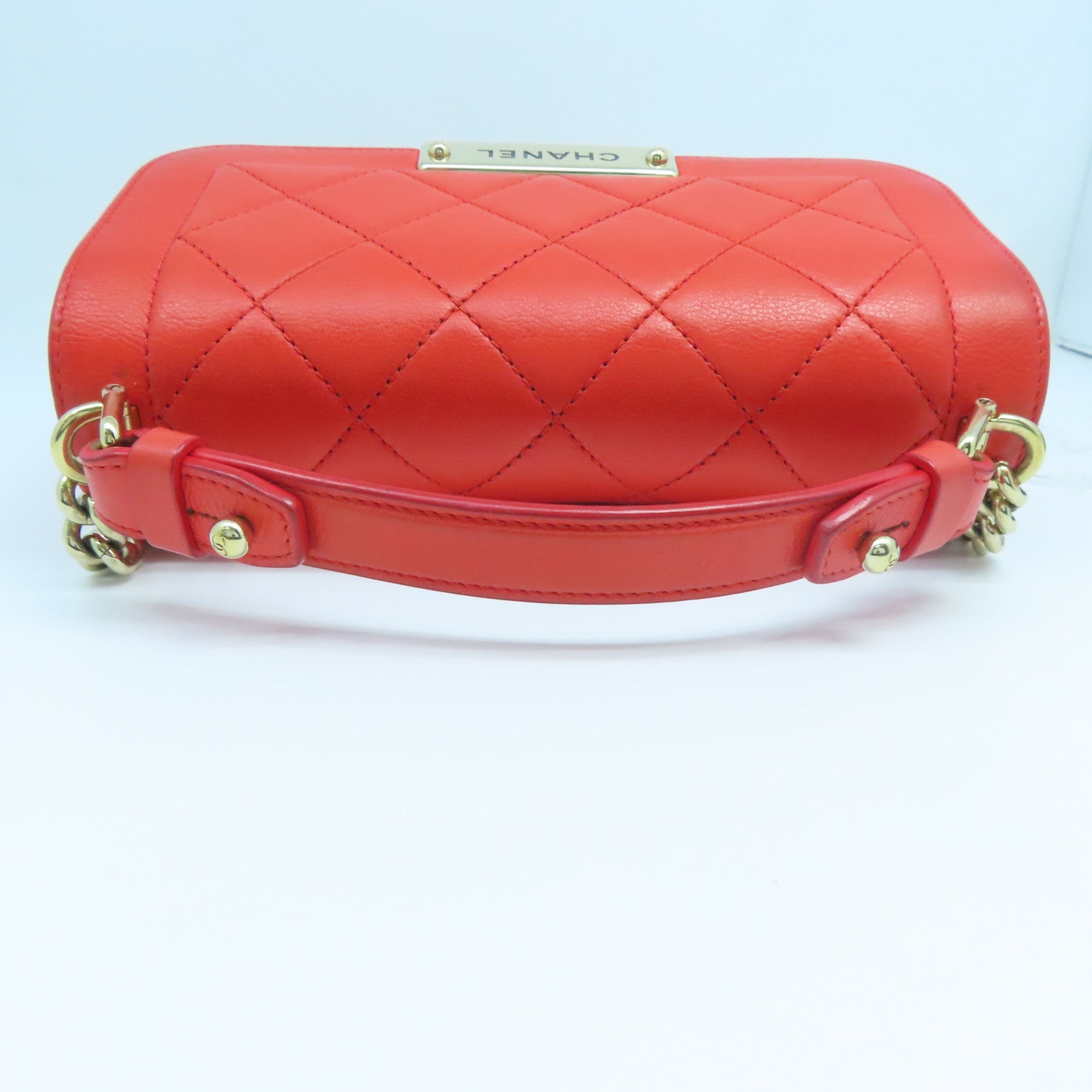 CHANEL **【清倉大減價】菱格牛皮皮革2way Shoulder Bag金扣手挽肩背兩用袋紅色