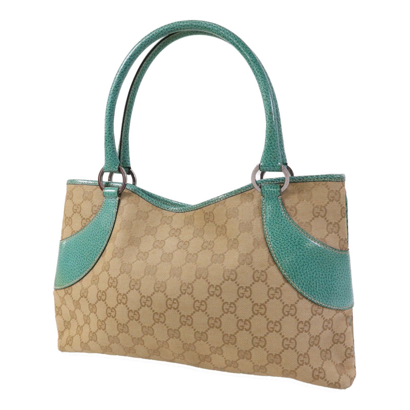 GUCCI 帆布Shoulder Bag銀扣手挽袋