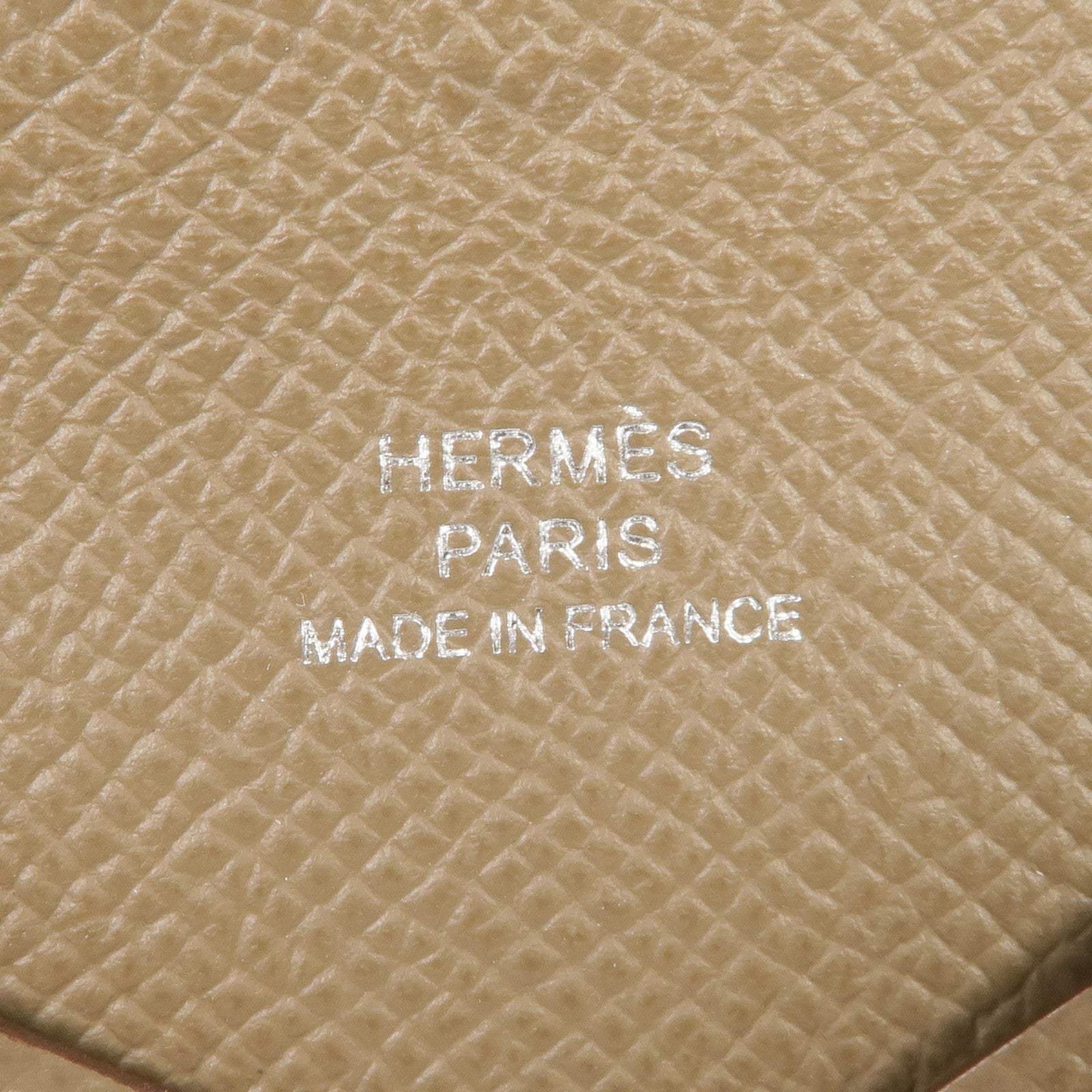 HERMES Epsom皮革Calvi Card Holder銀扣卡片套Etoupe