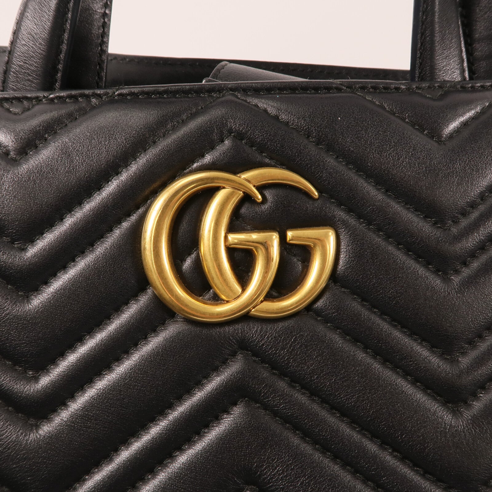 GUCCI 牛皮皮革GG Marmont Top Handle金扣手挽肩背兩用袋