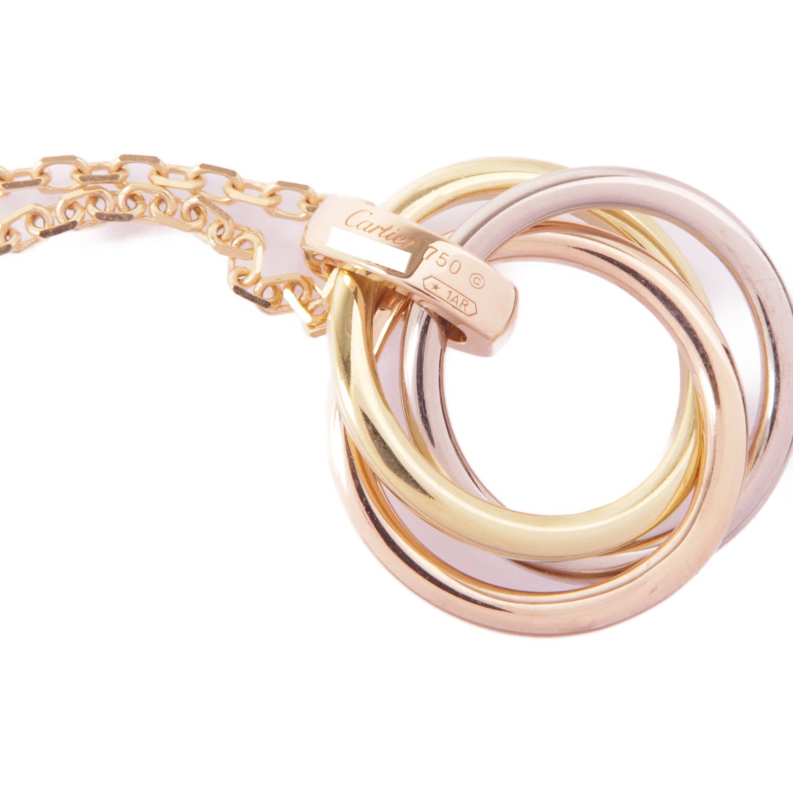 CARTIER 18K黃金/白金/玫瑰金Trinity Necklace 5P Diamond鑽石項鍊