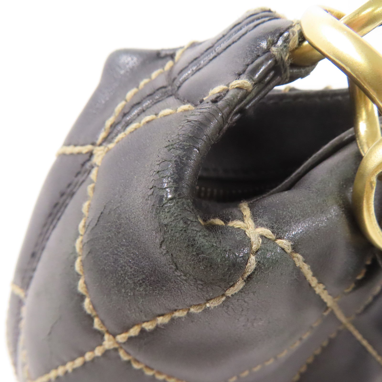 CHANEL CC GHW Wild Stich Vintage HandBag Calfskin Leather Black