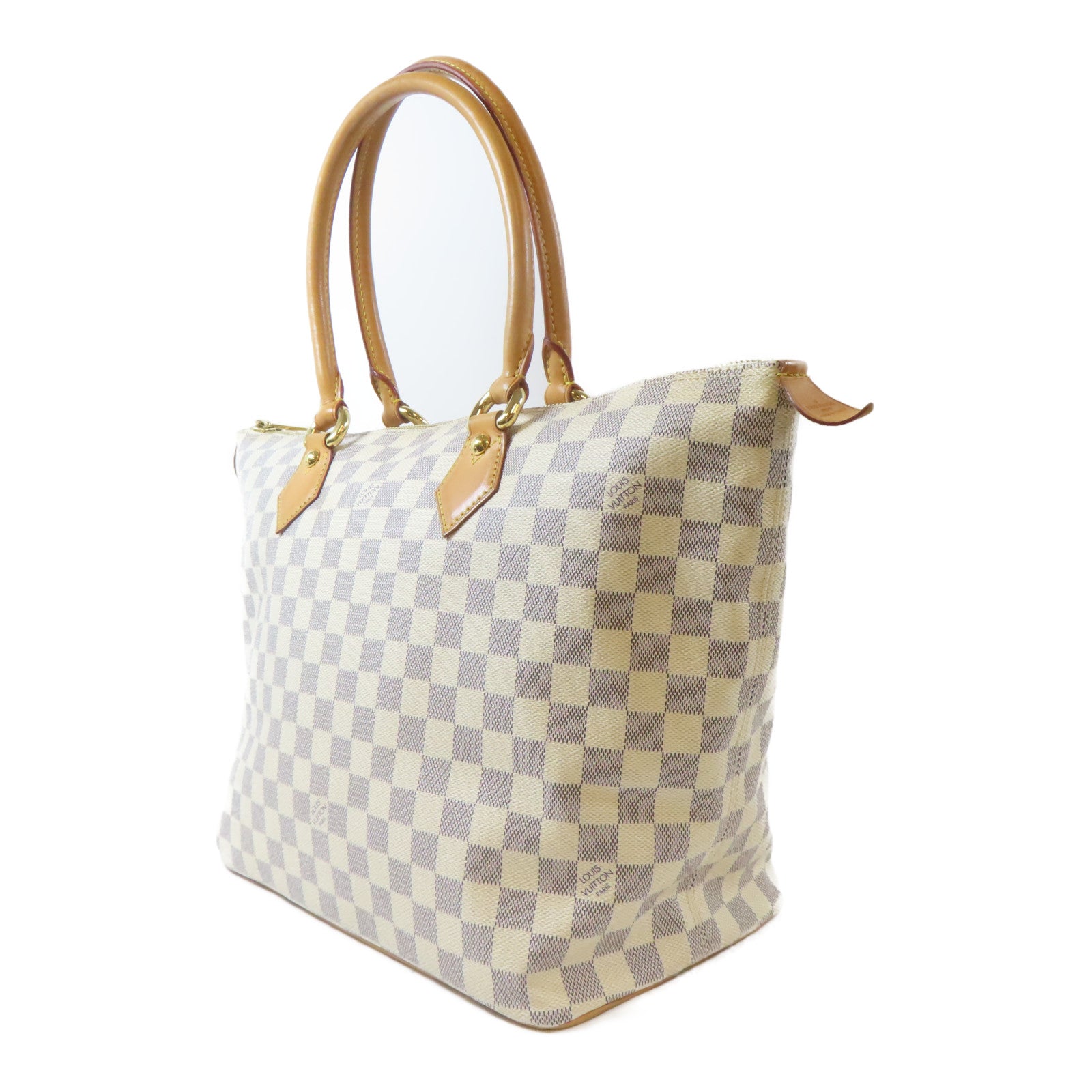LOUIS VUITTON 【激減優惠】Damier Azur Saleya MM金扣手挽袋白色