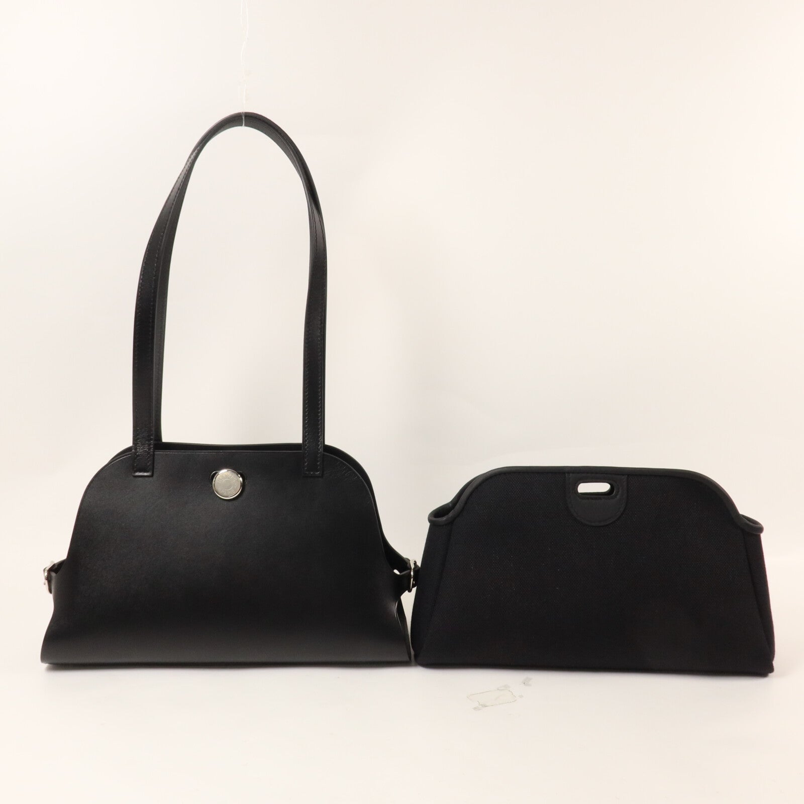 HERMES Hunter皮革/帆布Tablier Sellier手挽袋Noir