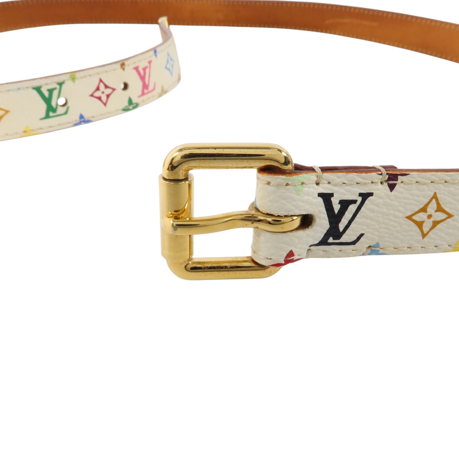 LOUIS VUITTON Monogram Multicolore Belt 90cm金扣腰帶
