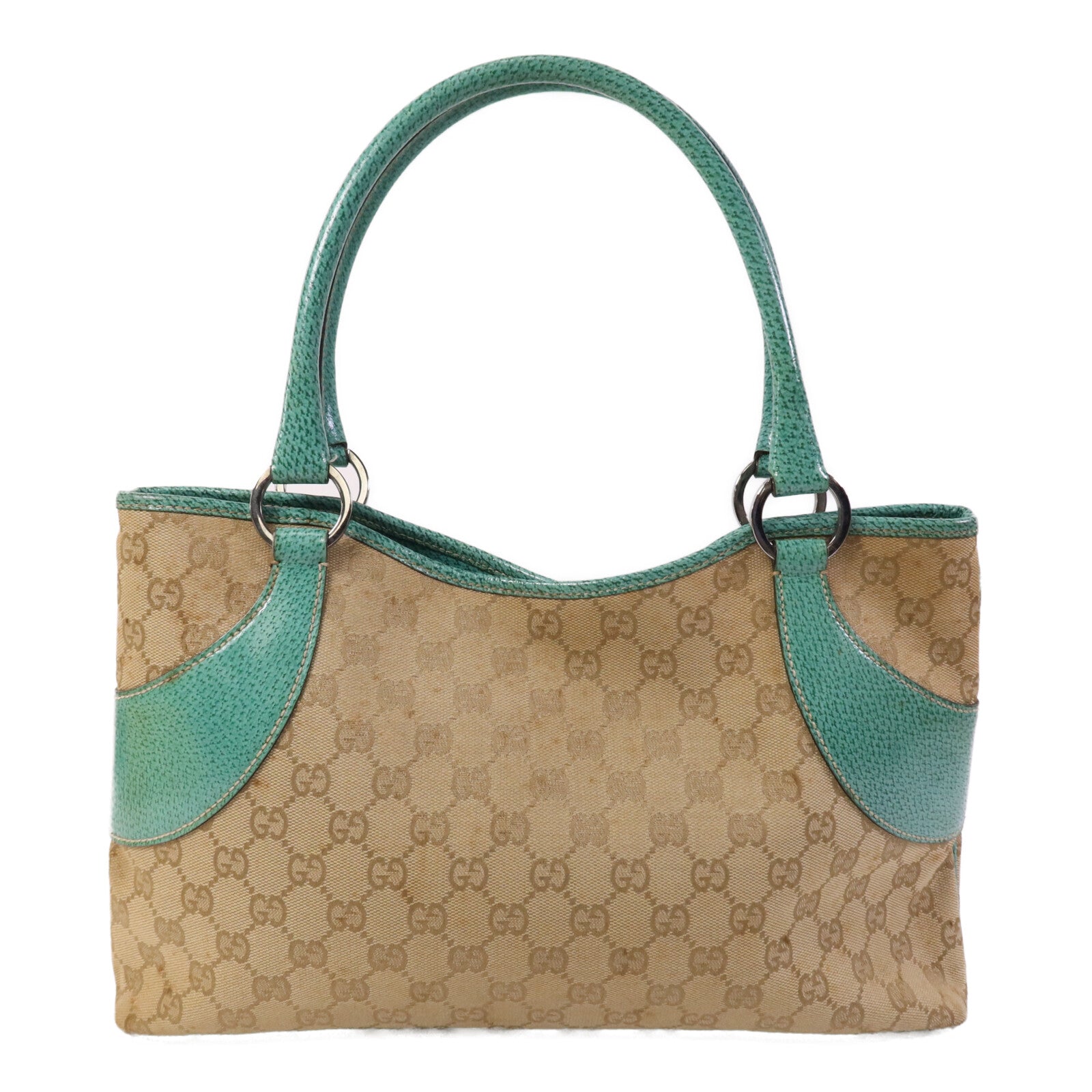 GUCCI 帆布Shoulder Bag銀扣手挽袋